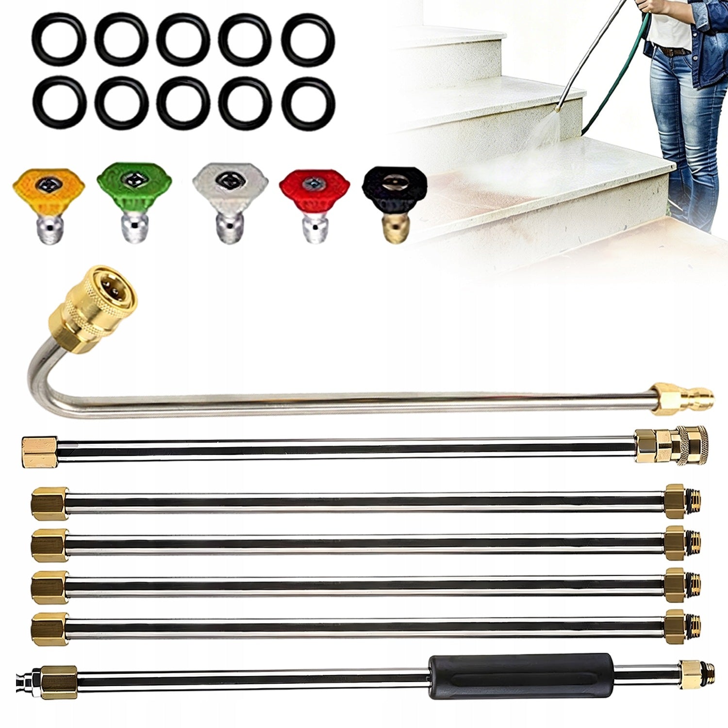 SET OF LONG LANCES LANCE EXTENSION 4000 PSI M22 FOR CLEANING ROOF GUTTERS