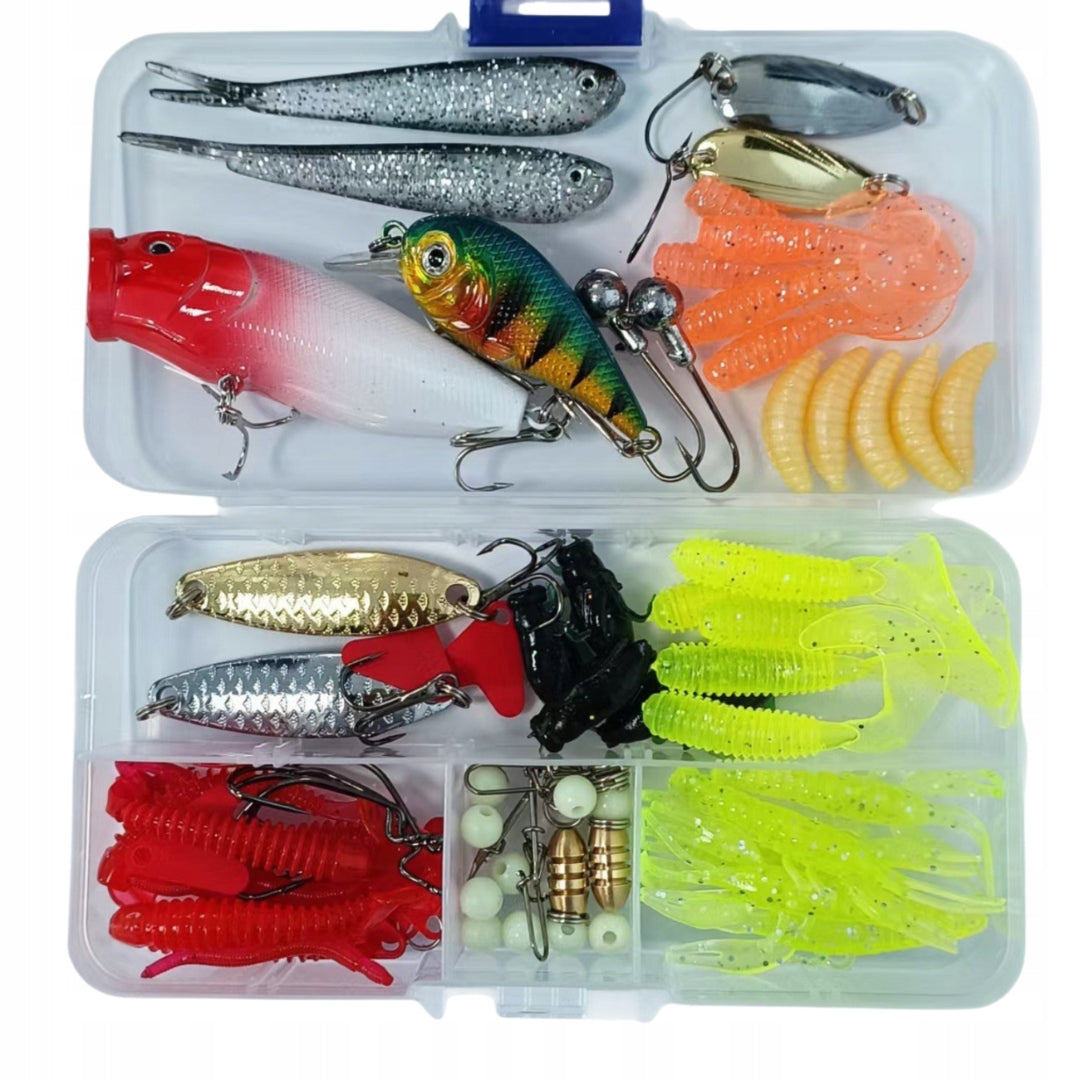 SET OF LURES 88 PIECES FOR PIKE ZANDER HOOKS WOBBLERS RUBBER AKCESORIA Manufacturer code HENGEL-SET-88