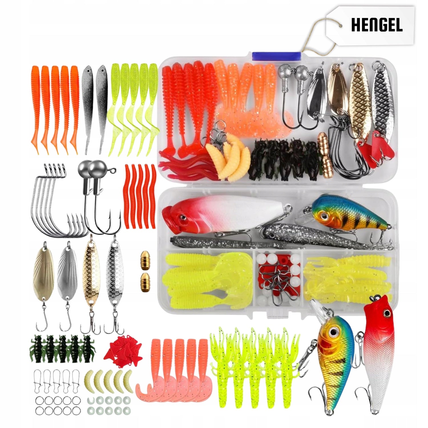SET OF LURES 88 PIECES FOR PIKE ZANDER HOOKS WOBBLERS RUBBER AKCESORIA