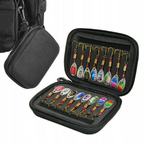 SET OF LURES SPINNER 16 SPINNERS FISHING LURES CASE Brand no brand