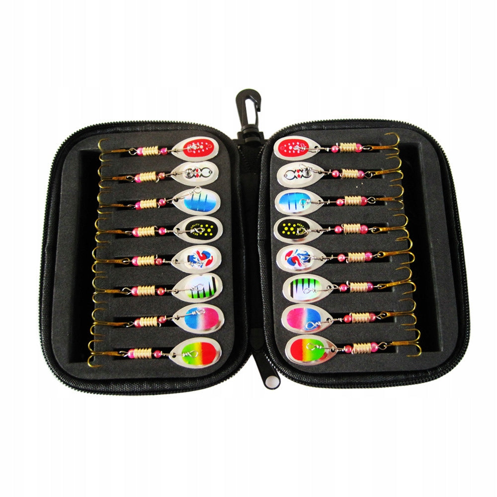 SET OF LURES SPINNER 16 SPINNERS FISHING LURES CASE EAN (GTIN) 5905090871033
