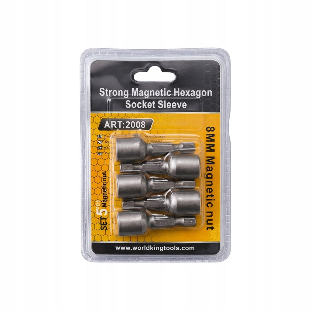 SET OF MAGNETIC SOCKETS 8MM FOR SCREWDRIVER 5 PCS HEX BIT PROFESSIONAL Packaging status original