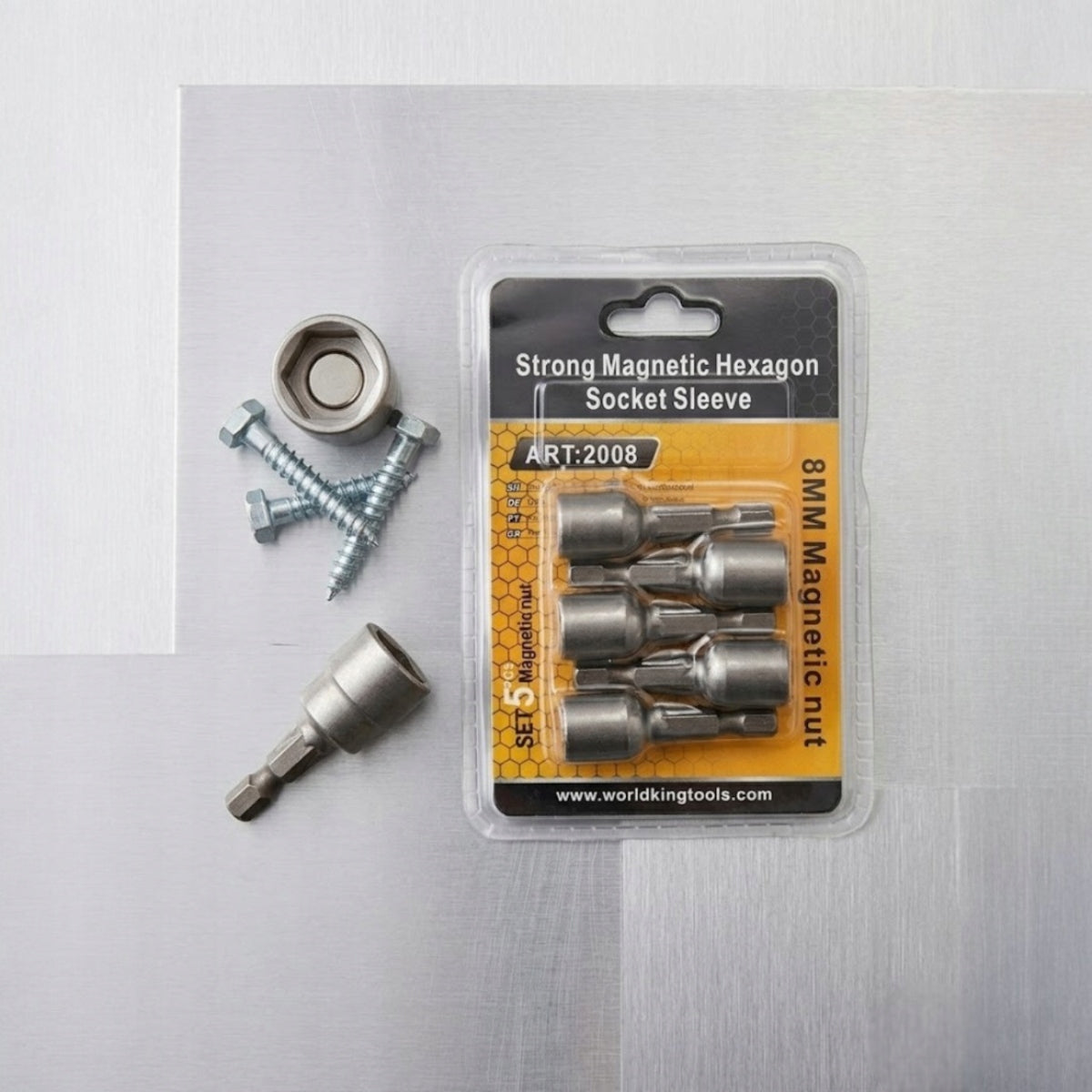 SET OF MAGNETIC SOCKETS 8MM FOR SCREWDRIVER 5 PCS HEX BIT PROFESSIONAL