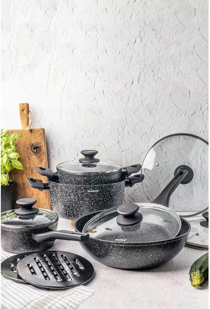 SET OF MARBLE POTS 2x PAN Rondel POTS SET + LIDS EAN (GTIN) 5908287276574