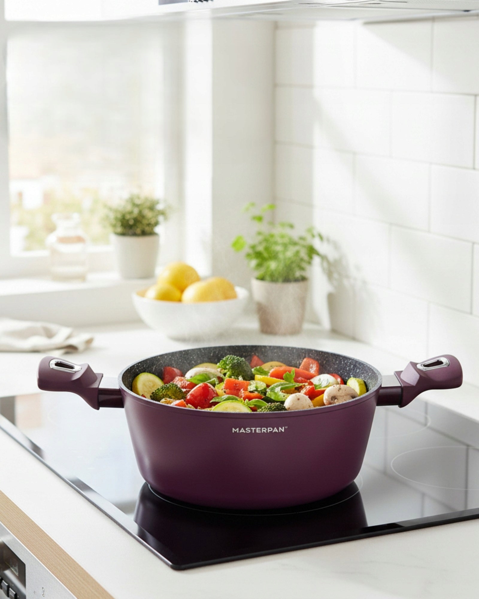 SET OF MARBLED POTS 15EL. GRANITE COATING | INDUCTION GAS BURGUNDY Number of items in the set 15