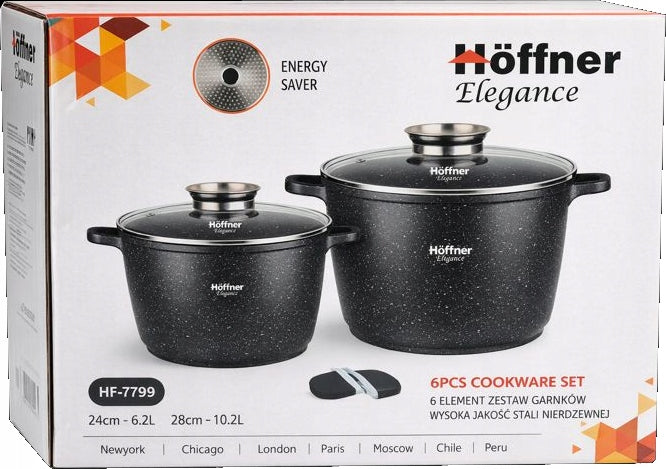 SET OF MARBLED POTS LARGE POT WITH LID 10L INDUCTION POT 6,2L Packaging status original