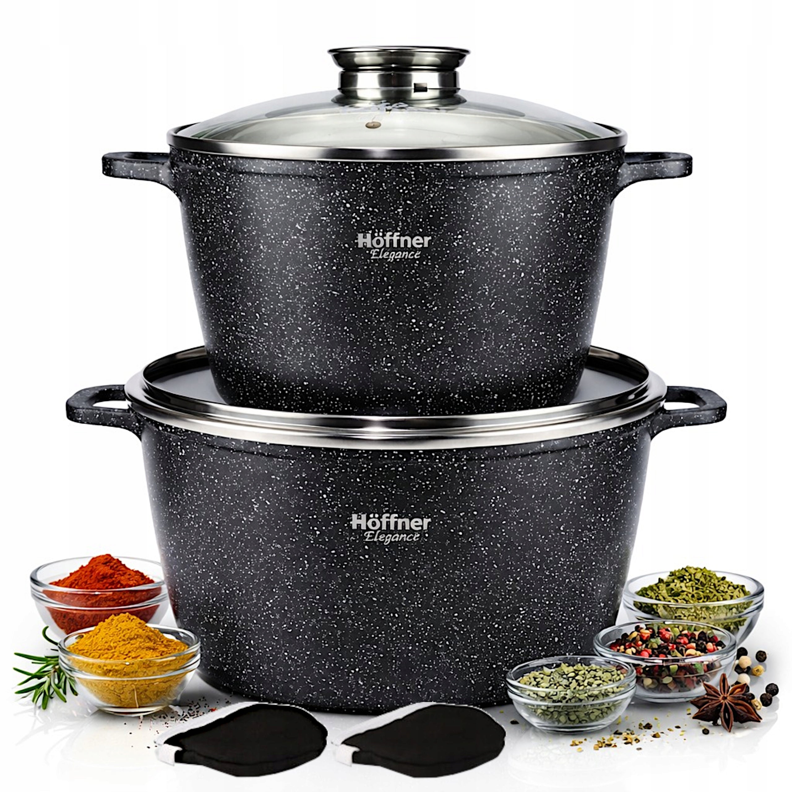 SET OF MARBLED POTS LARGE POT WITH LID 10L INDUCTION POT 6,2L