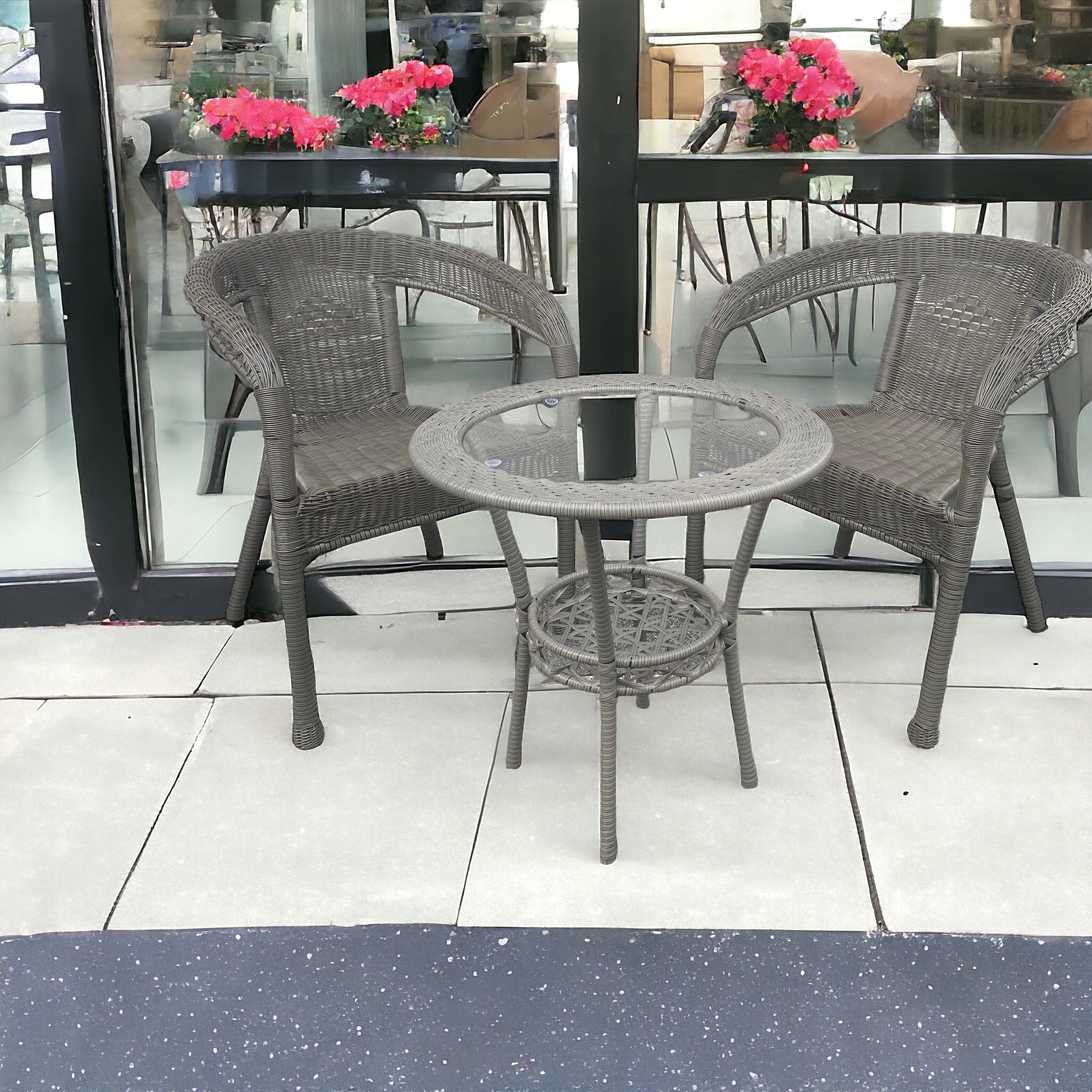 SET OF MAS-RS-GR GREY 2 CHAIRS + TABLE RATTAN IDEALGARDEN Main material synthetic rattan