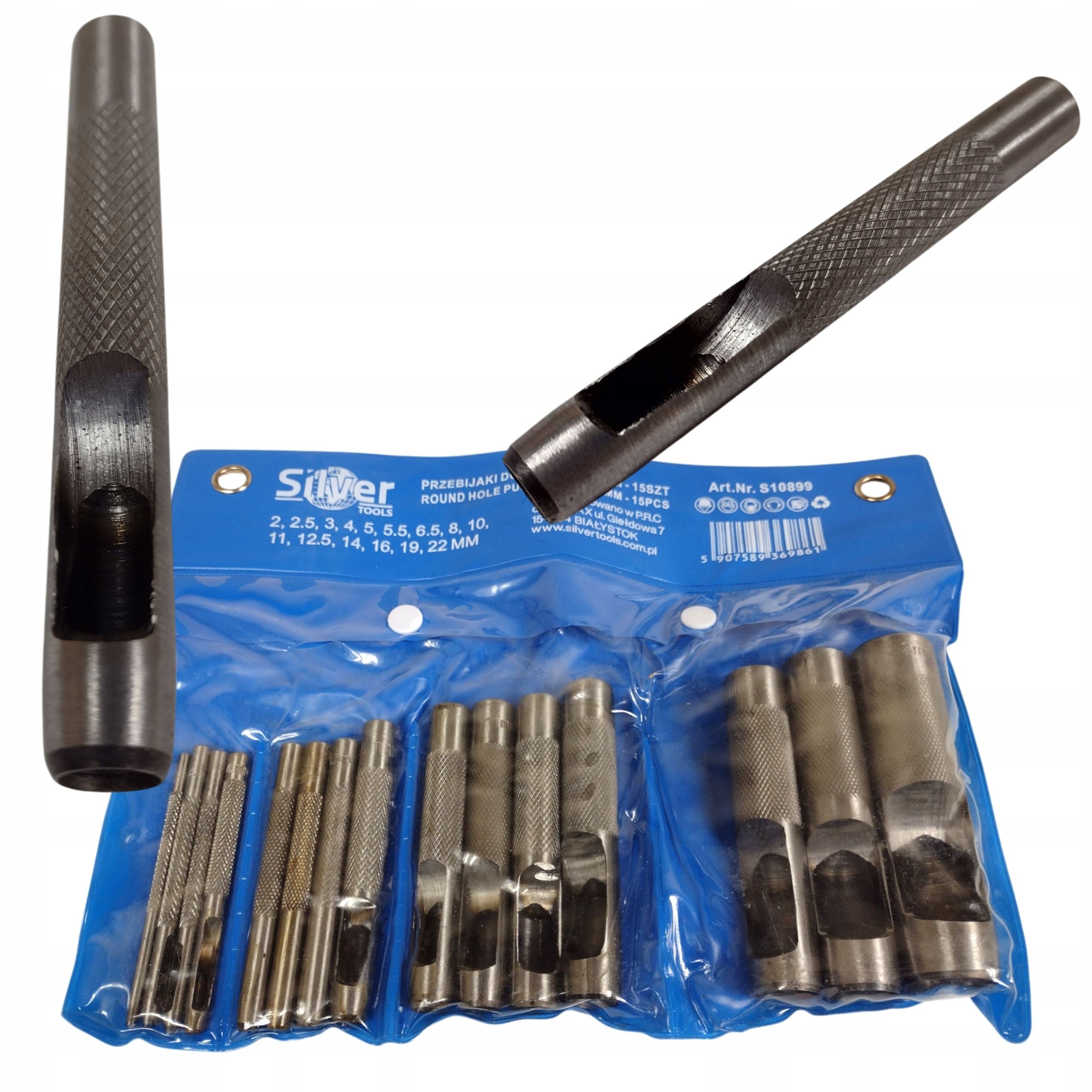 SET OF METAL PUNCHES FOR HOLES 15 EL. 2 TO 22 MM FOR FELT RUBBER LEATHER