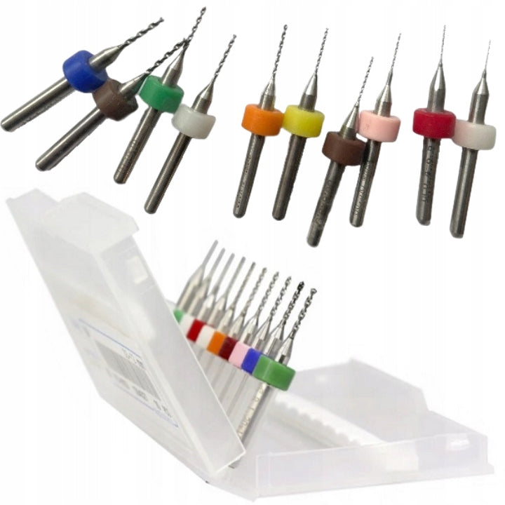 SET OF MINI PCB SMT CNC DRILL BITS 0,3-1,2mm 10PCS