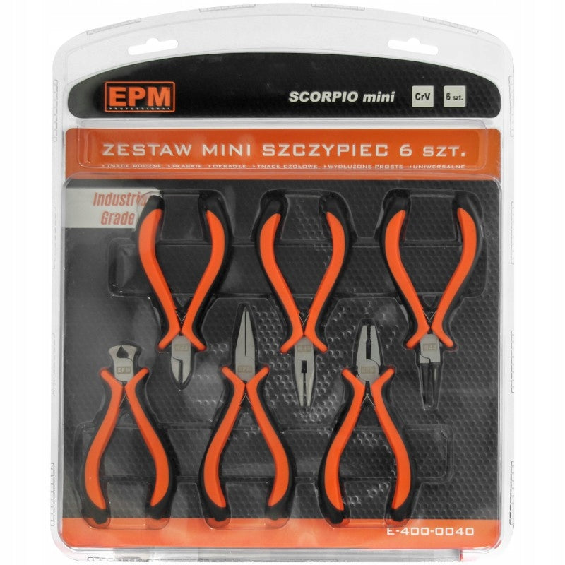 SET OF MINI PLIERS 6 PIECES CRV SCORPIO - E-400-0040 Brand EPM