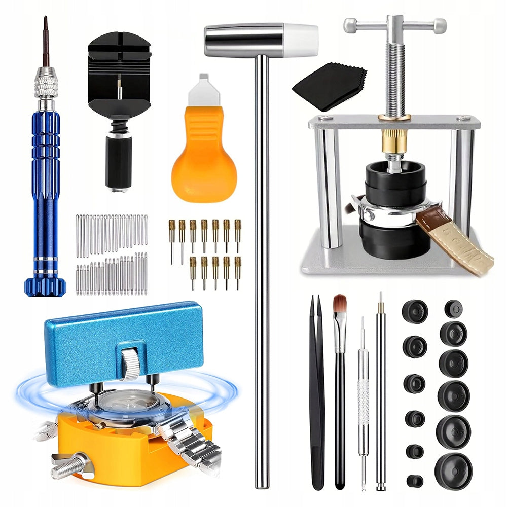 SET OF MULTIFUNCTION WATCH TOOLS + PRESS WATCHMAKING PRESS