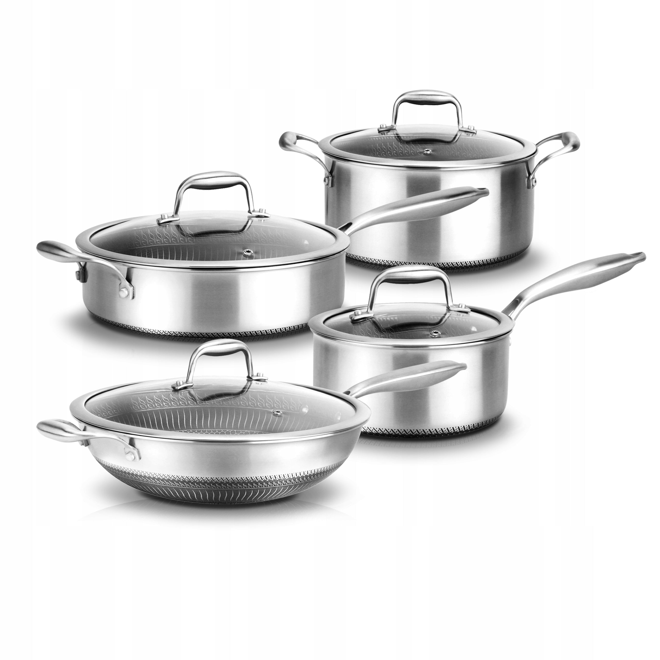 SET OF PAN POTS PAN WITH LID HOLDER 8 ELEMENTS NUTRICHEF