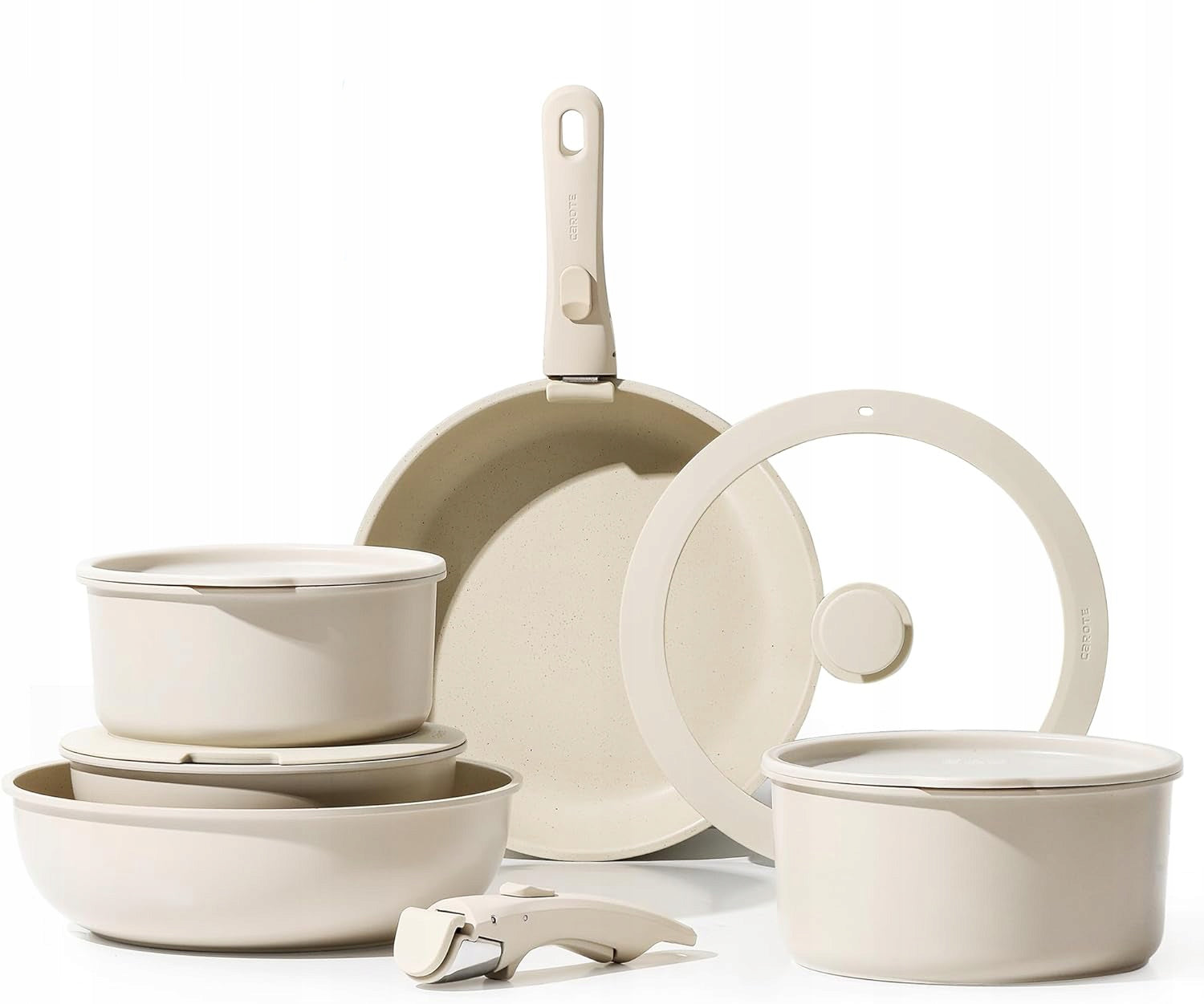 SET OF PANS AND POTS 15 elements 2x DETACHABLE HANDLE GAS INDUCTION