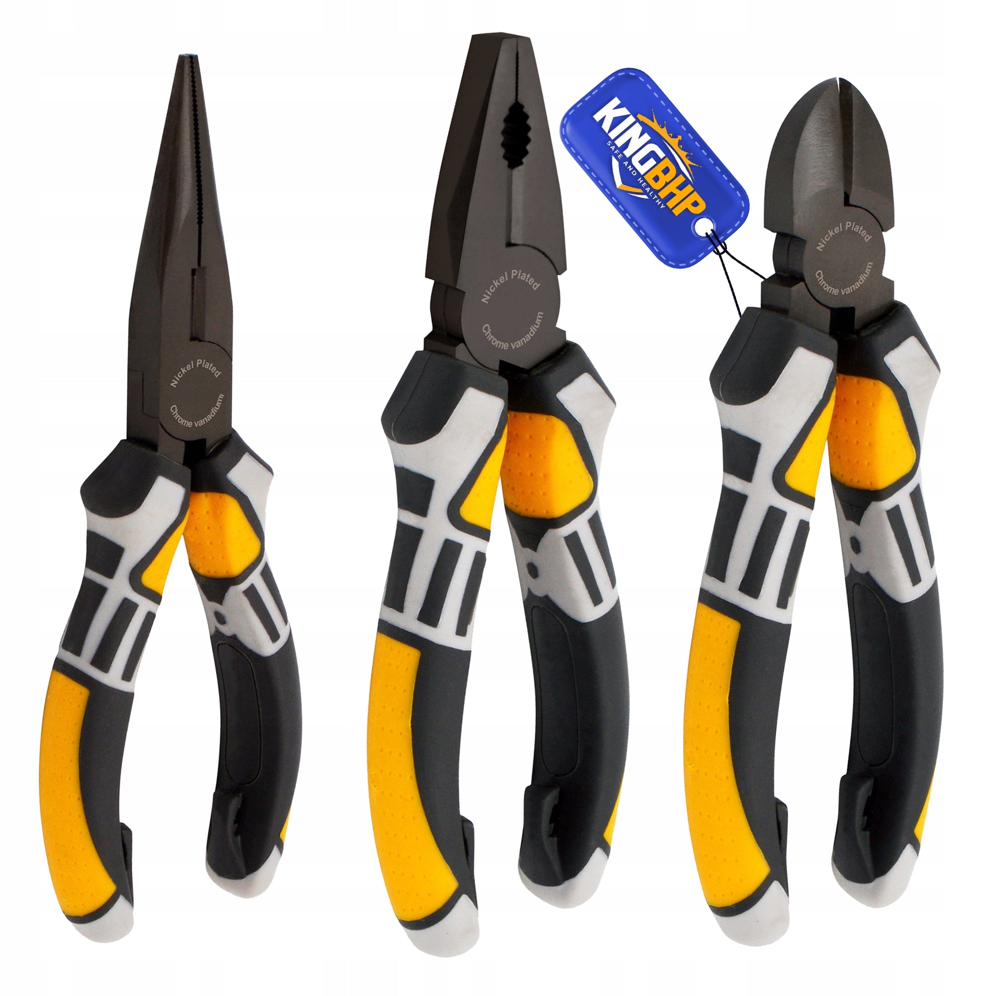 SET OF PLIERS 3in1 NICKEL PLATED 160mm elongated UNIVERSAL side PLIERS