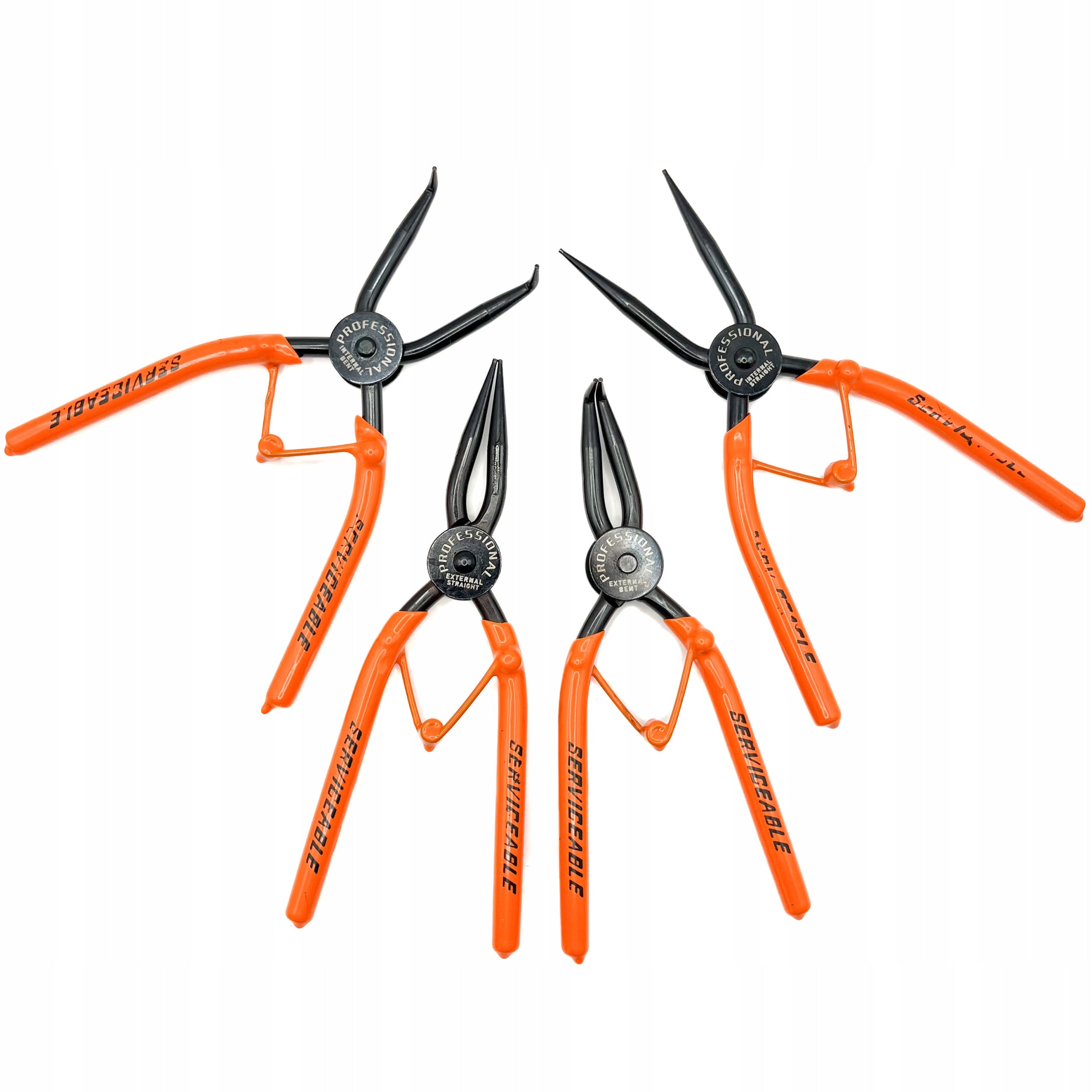 SET OF PLIERS FOR RINGS TYPE SEGER / SEEGER 4PCS. 180MM Length 180 mm