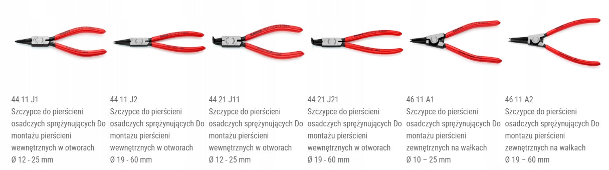 SET OF PLIERS FOR SEGER RINGS 8PCS KNIPEX Manufacturer code 00 19 58 V01