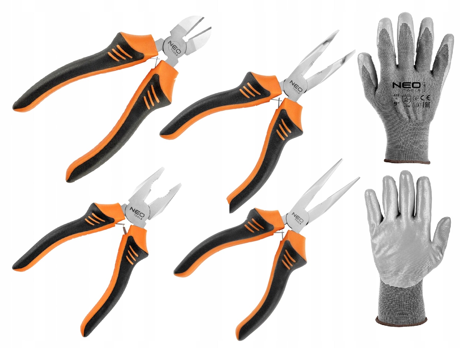 SET OF PLIERS SIDE PLIERS ELONGATED STRAIGHT AND BENT 180mm NEO