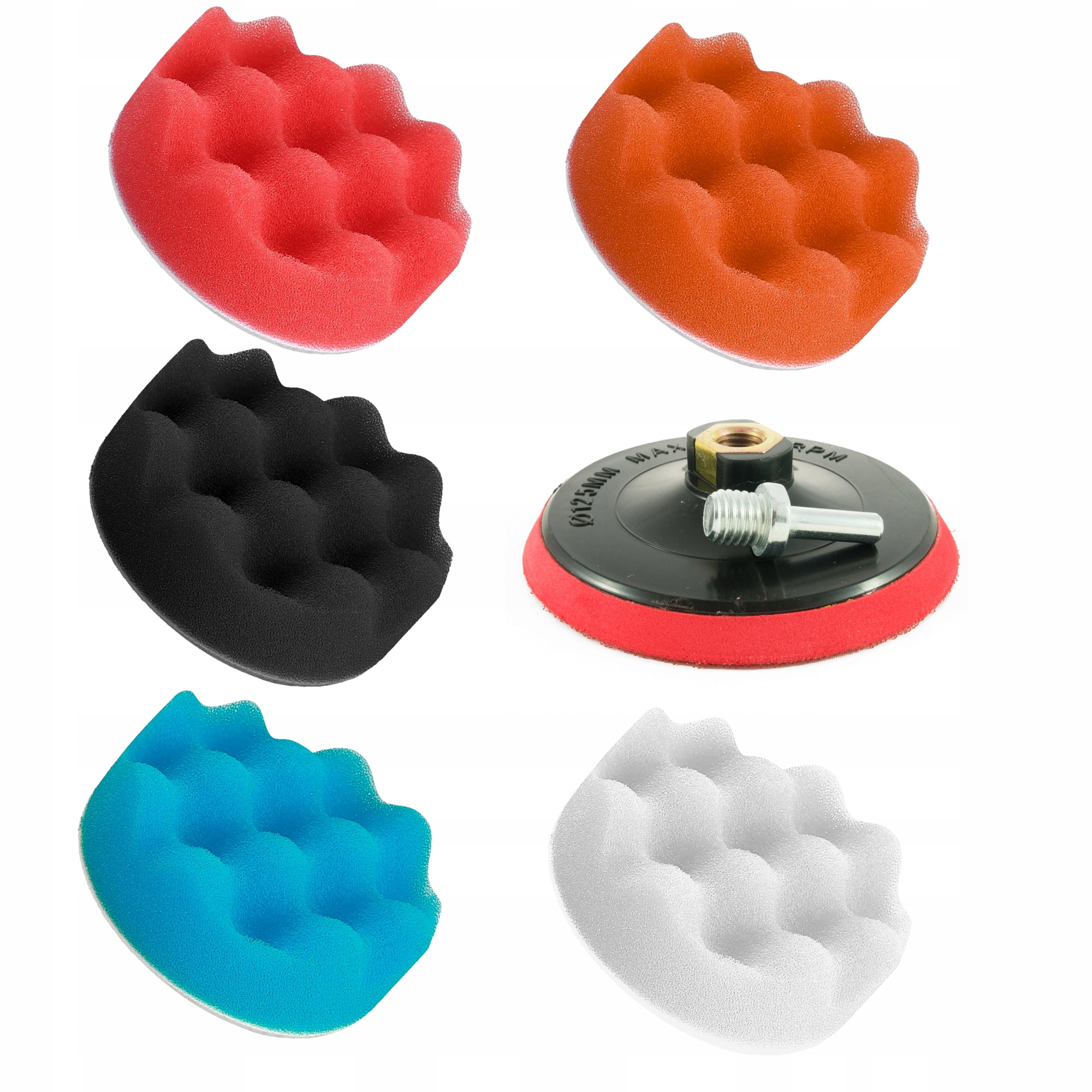 SET OF POLISHING SPONGES FOR DRILL POLISHER 125 + ATTACHMENT VELCRO DISC