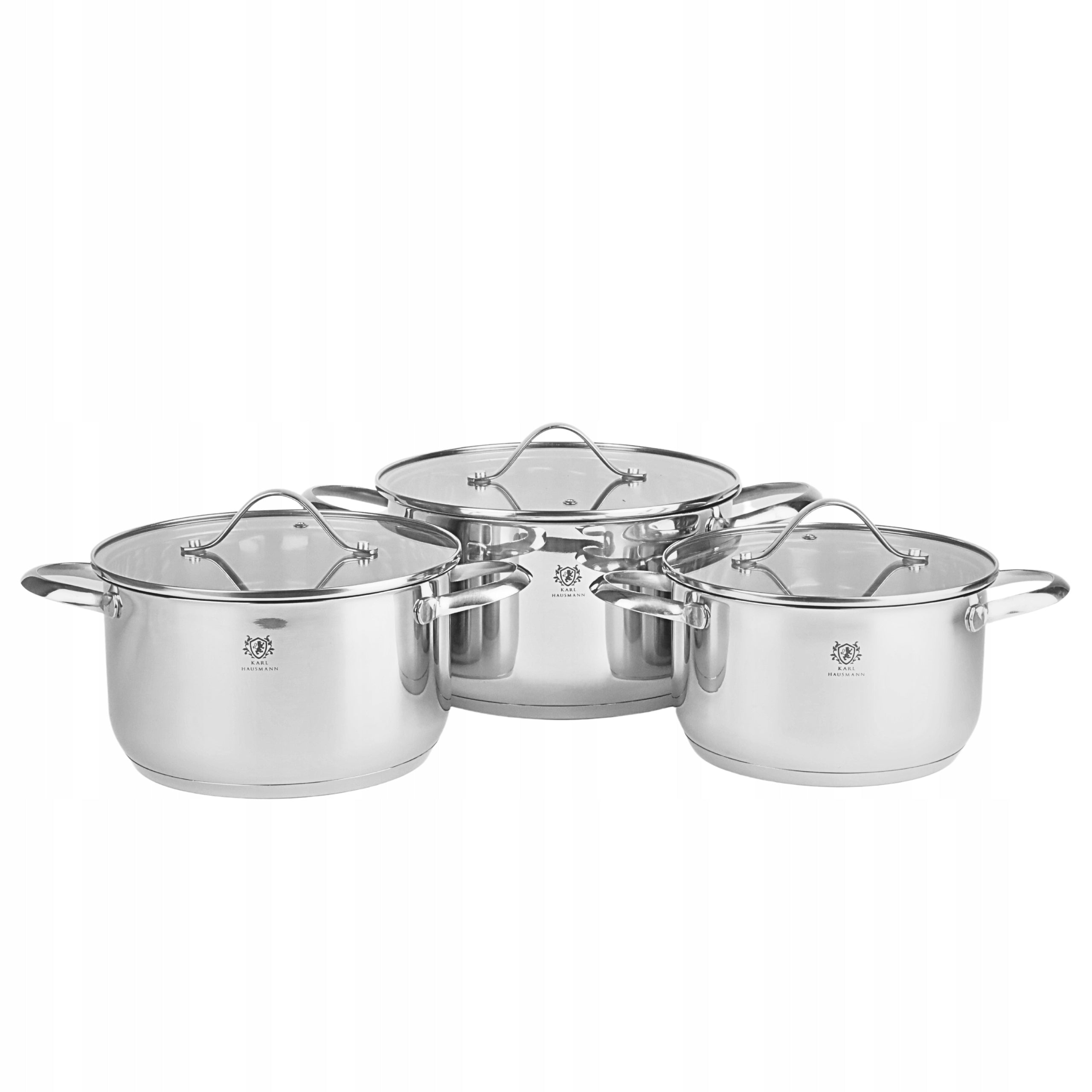 SET OF POTS 6el POTS FOR INDUCTION GAS STAINLESS STEEL 18/0 Color silver