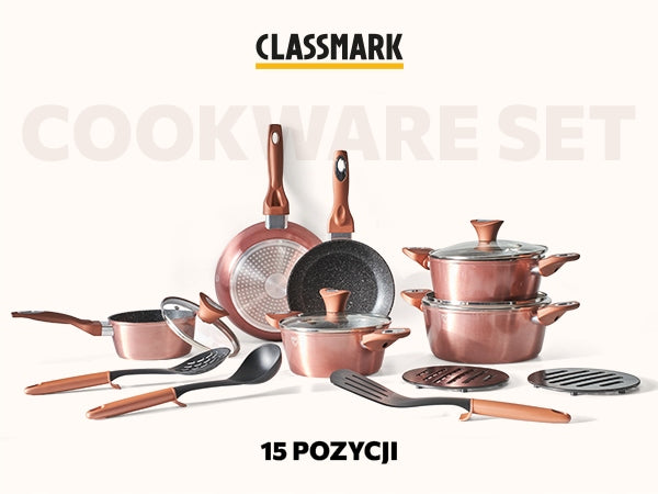 SET OF POTS AND PANS 15EL – INDUCTION FOR INDUCTION AND GAS WITH LID Product weight with unit packaging 6 kg