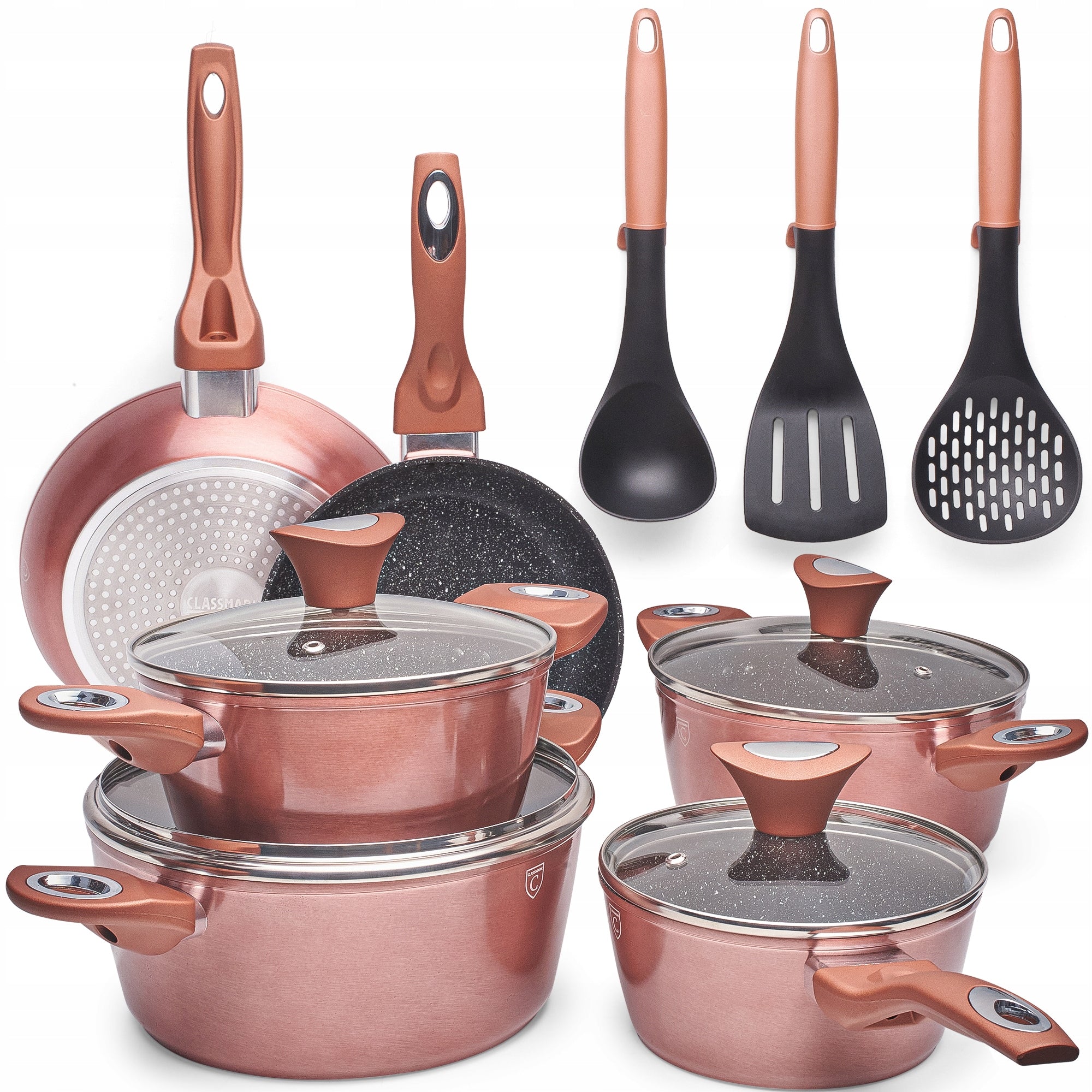 SET OF POTS AND PANS 15EL – INDUCTION FOR INDUCTION AND GAS WITH LID