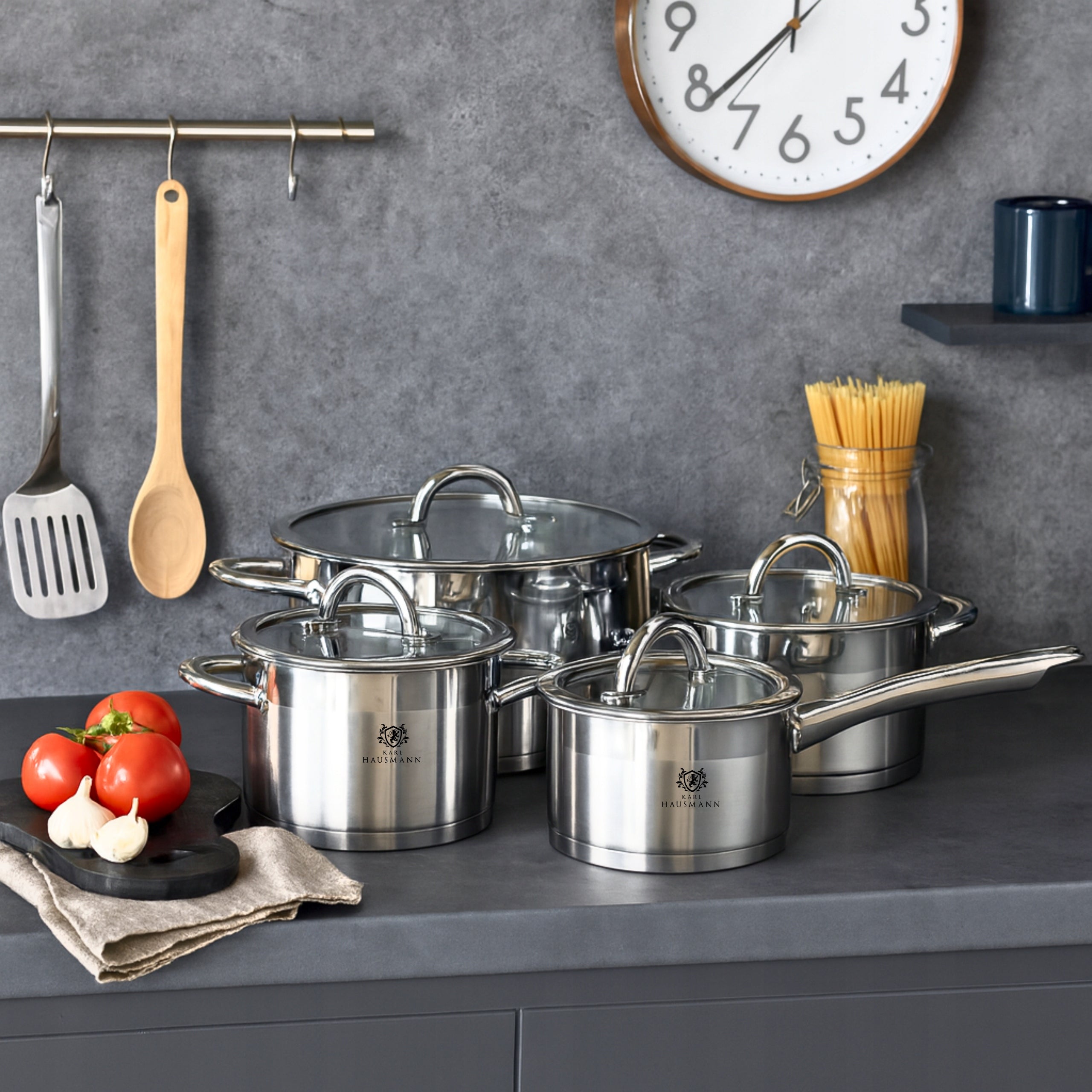 SET OF POTS FOR INDUCTION GAS 8EL POTS STEEL SAUCEPAN STEEL 18/0 EAN (GTIN) 5905155009470