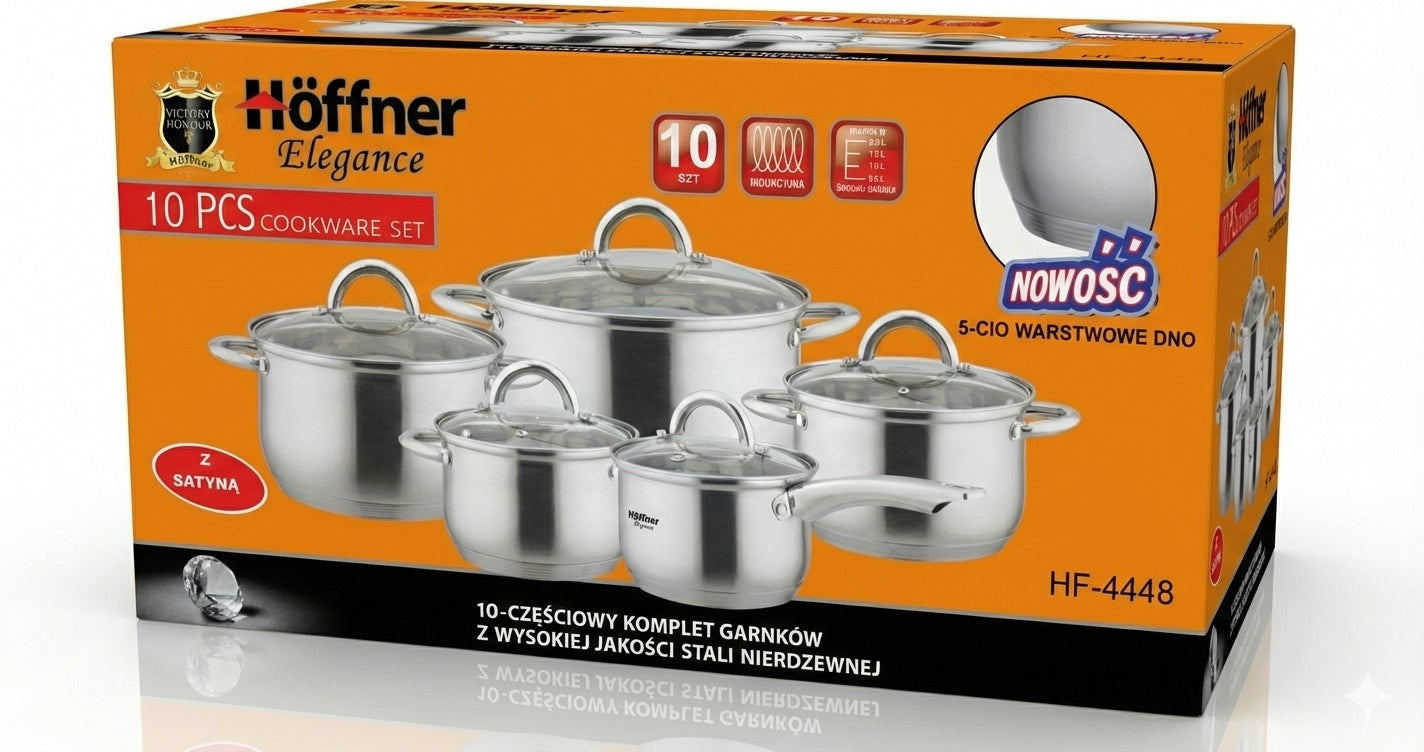 SET OF POTS FOR INDUCTION / GAS STAINLESS STEEL POTS SET OF 10 EL. Packaging status original