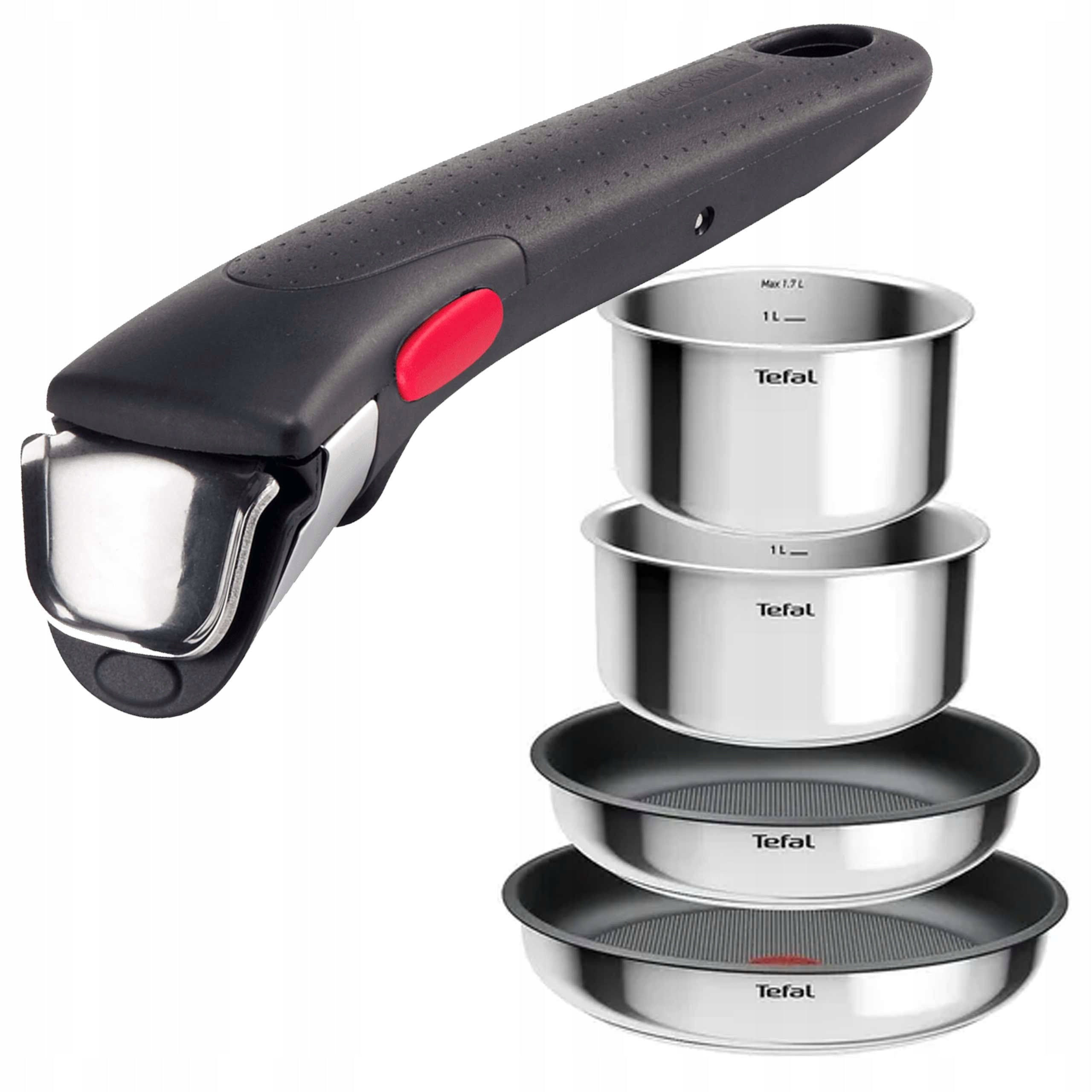 SET OF POTS FOR INDUCTION SAUCEPAN FRYING PAN TEFAL INGENIO 4-ELEM + HANDLE Packaging status original