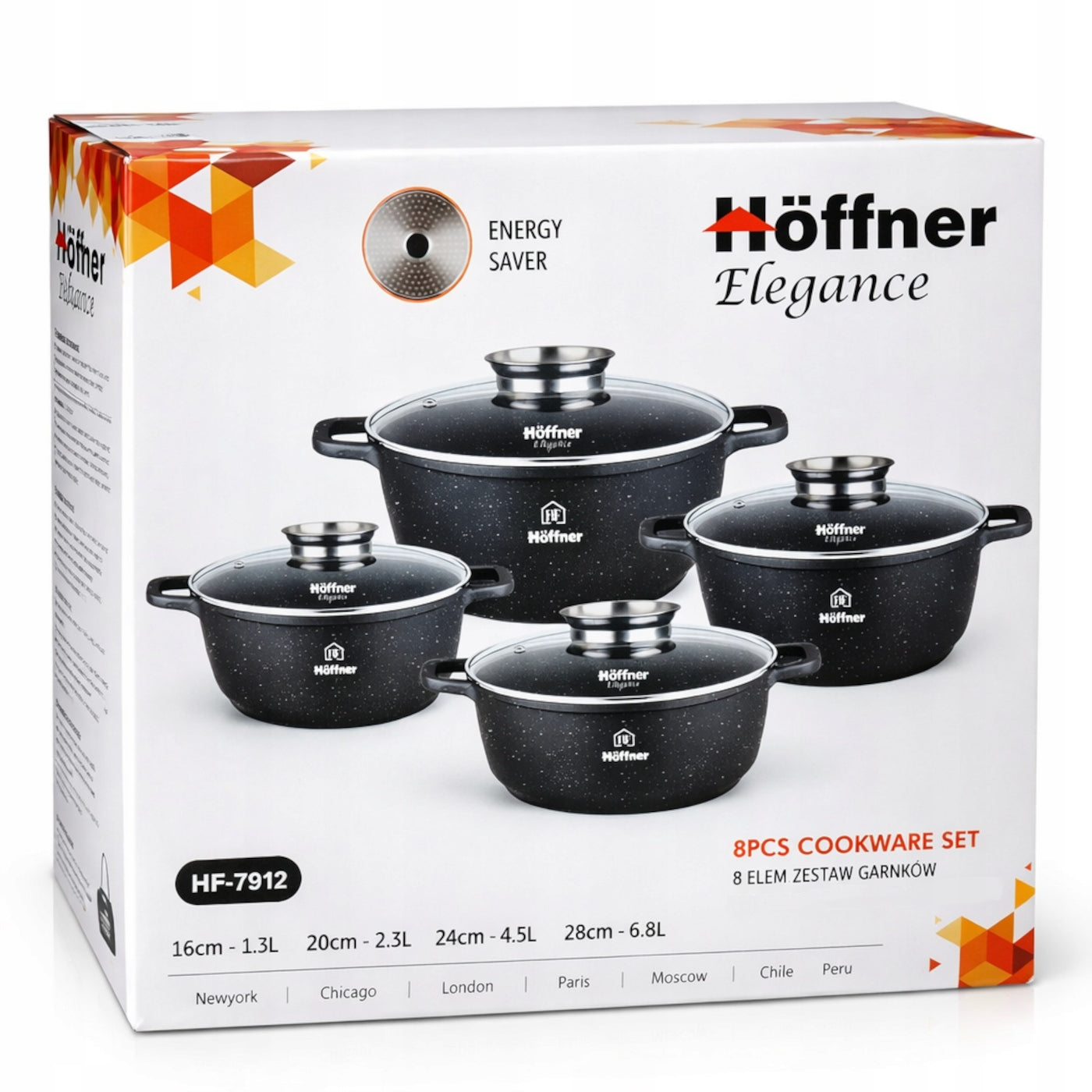 SET OF POTS INDUCTION / GAS MARBLE POTS SET 8 EL Ø16/20/24/28 cm Packaging status original