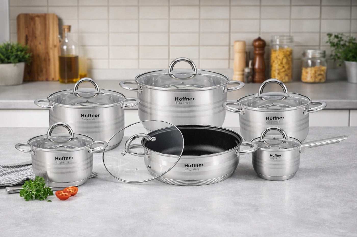 SET OF POTS INDUCTION / GAS PAN SAUCEPAN POTS STAINLESS STEEL 12 EL Packaging status original
