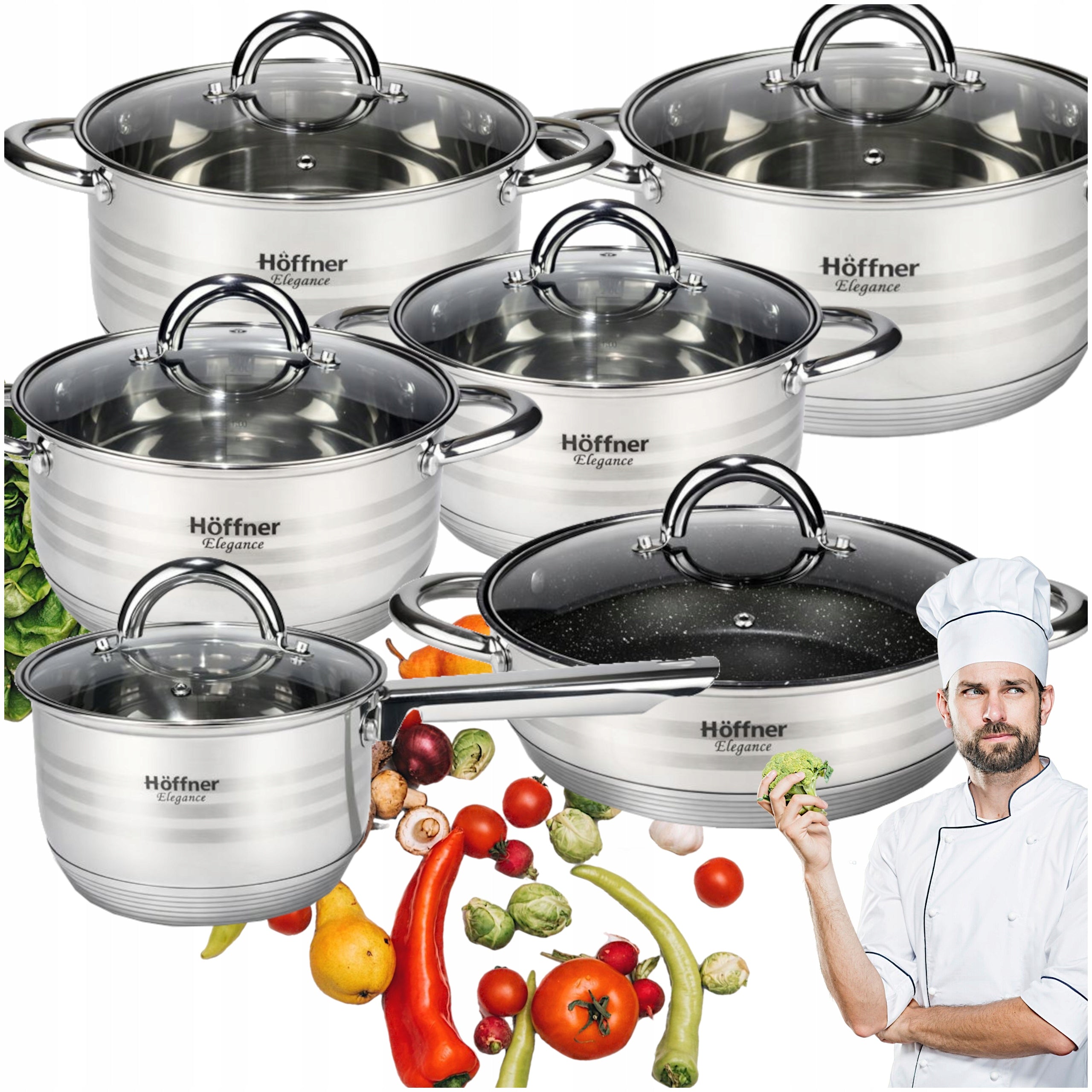 SET OF POTS INDUCTION / GAS PAN SAUCEPAN POTS STAINLESS STEEL 12 EL