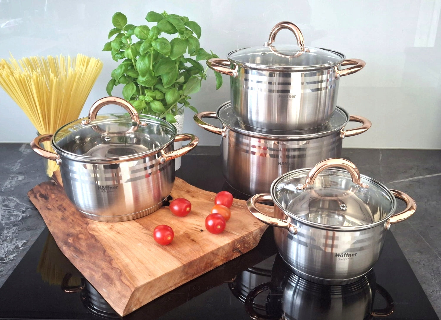 SET OF POTS INDUCTION / GAS POTS STAINLESS STEEL SET 8 ELE Manufacturer code HF-4364