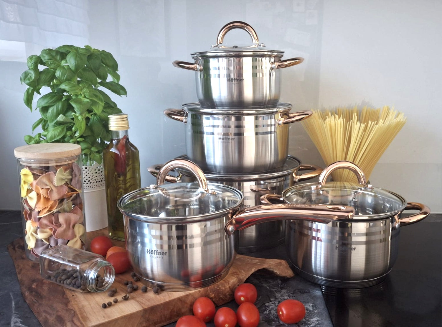 SET OF POTS INDUCTION / GAS SAUCEPAN POTS SET STAINLESS STEEL 10 EL Manufacturer code HF-4365