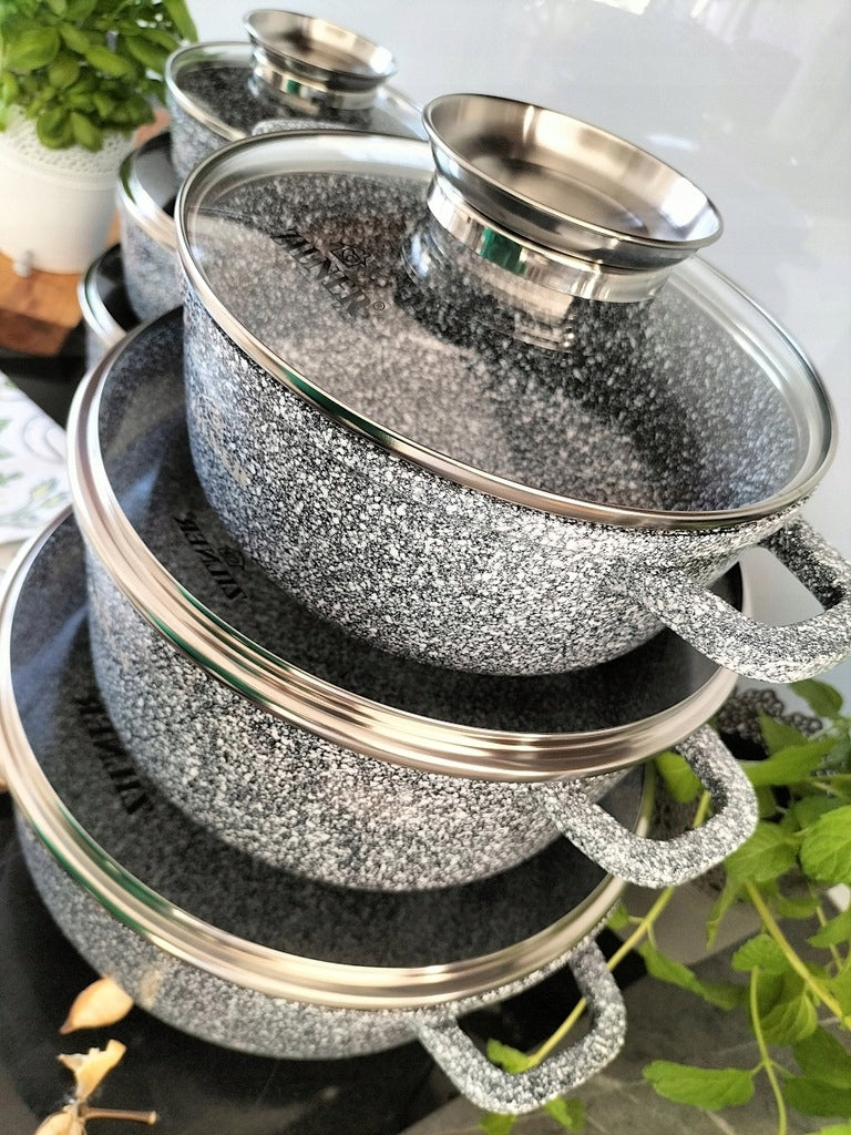 SET OF POTS INDUCTION / GAS SET OF MARBLED POTS 12 ELE Coating type marble