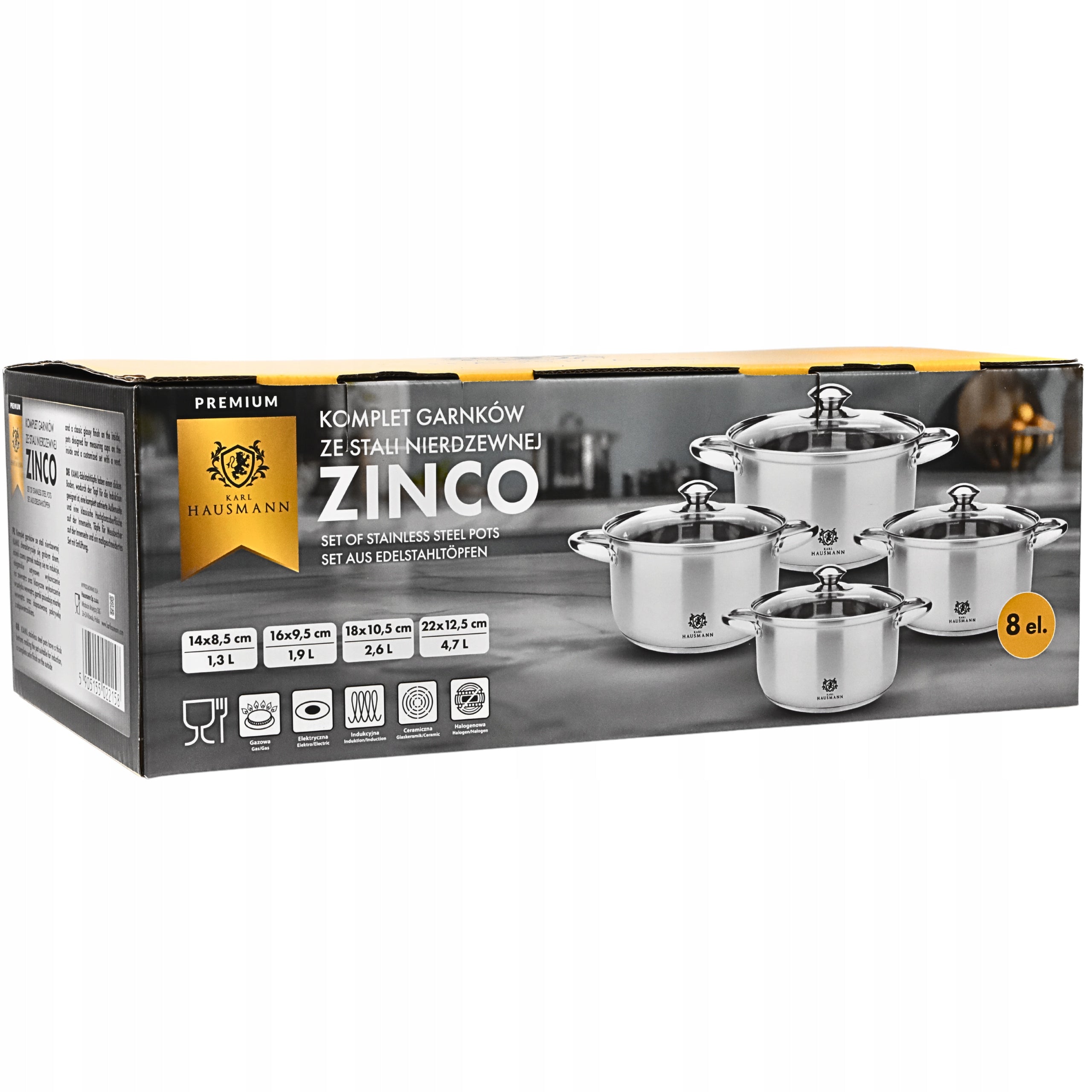 SET OF POTS INDUCTION GAS SET OF POTS ZINCO 8EL. STAINLESS STEEL 18/0 Color multicolor