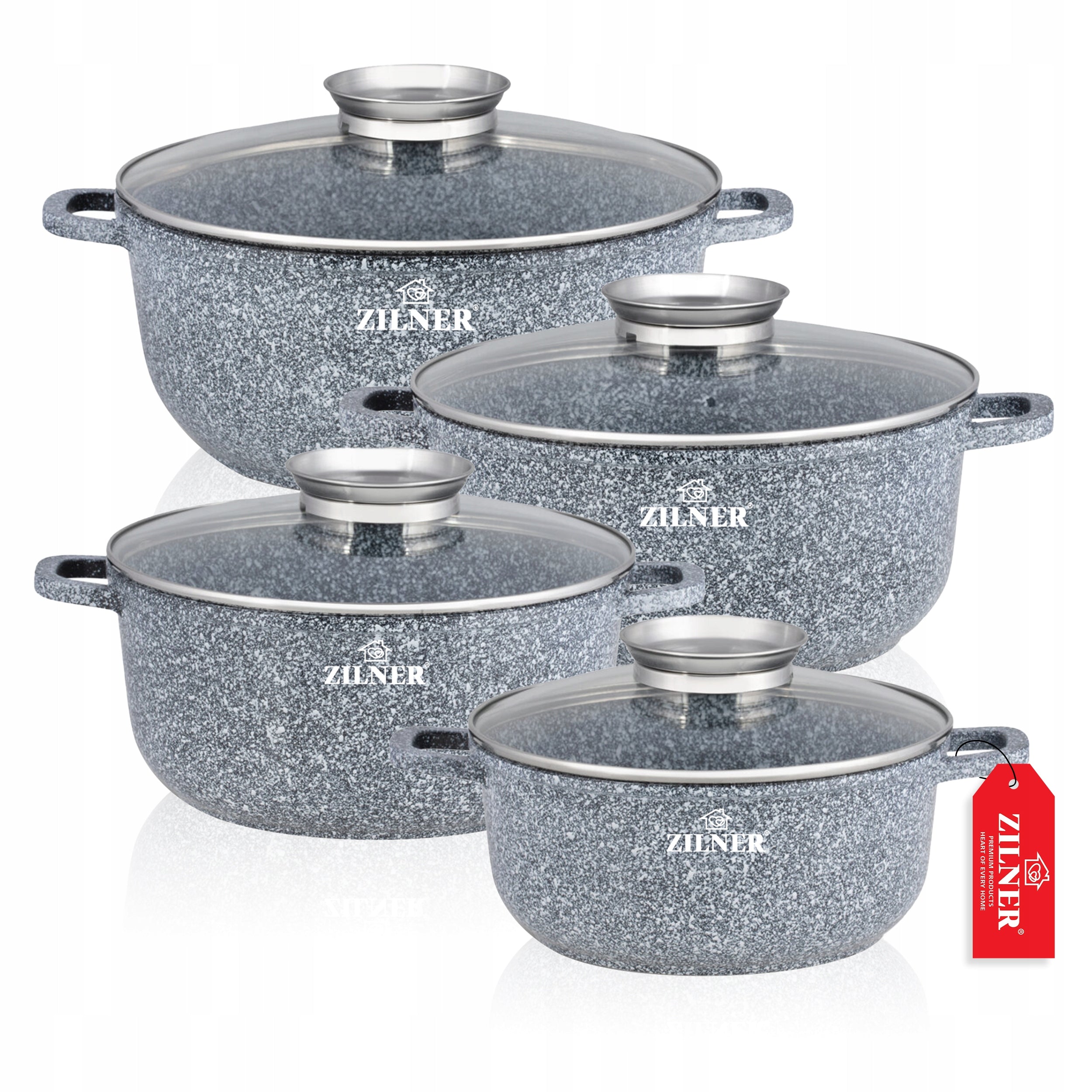 SET OF POTS INDUCTION MARBLED GAS SET 8 ELE Ø 16/20/22/26 cm Packaging status original