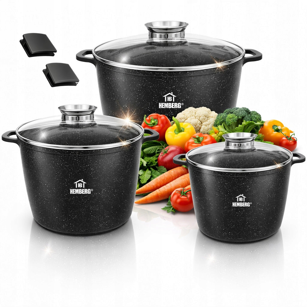 SET OF POTS INDUCTION SET OF POTS GAS MARBLE POT 6.2L/10L/14L