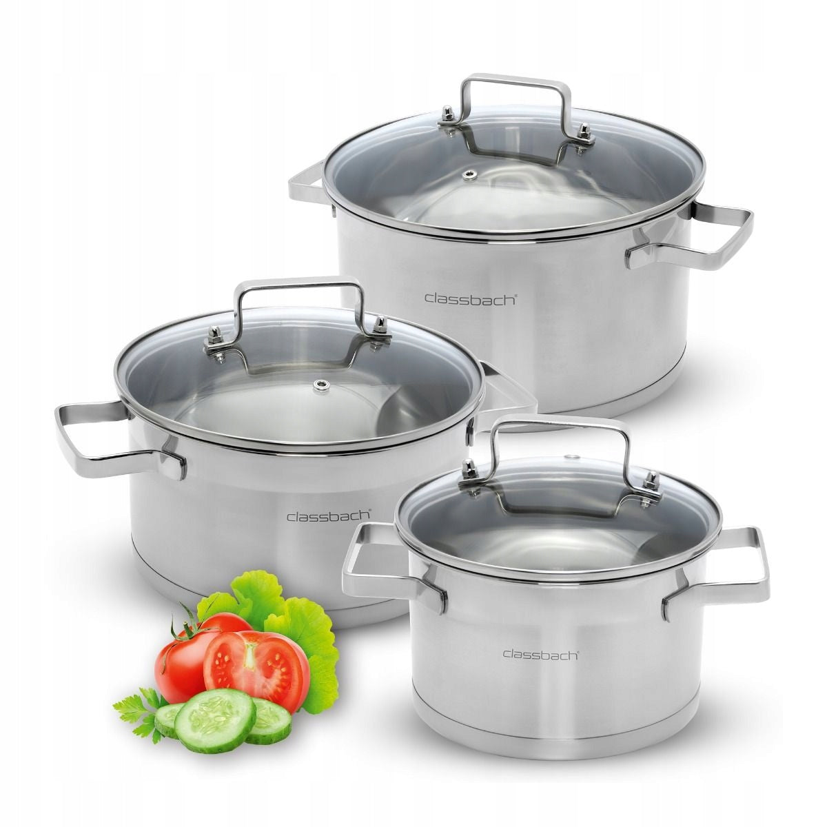 SET OF POTS INDUCTION SET OF STAINLESS STEEL POTS + LIDS 6 ELE