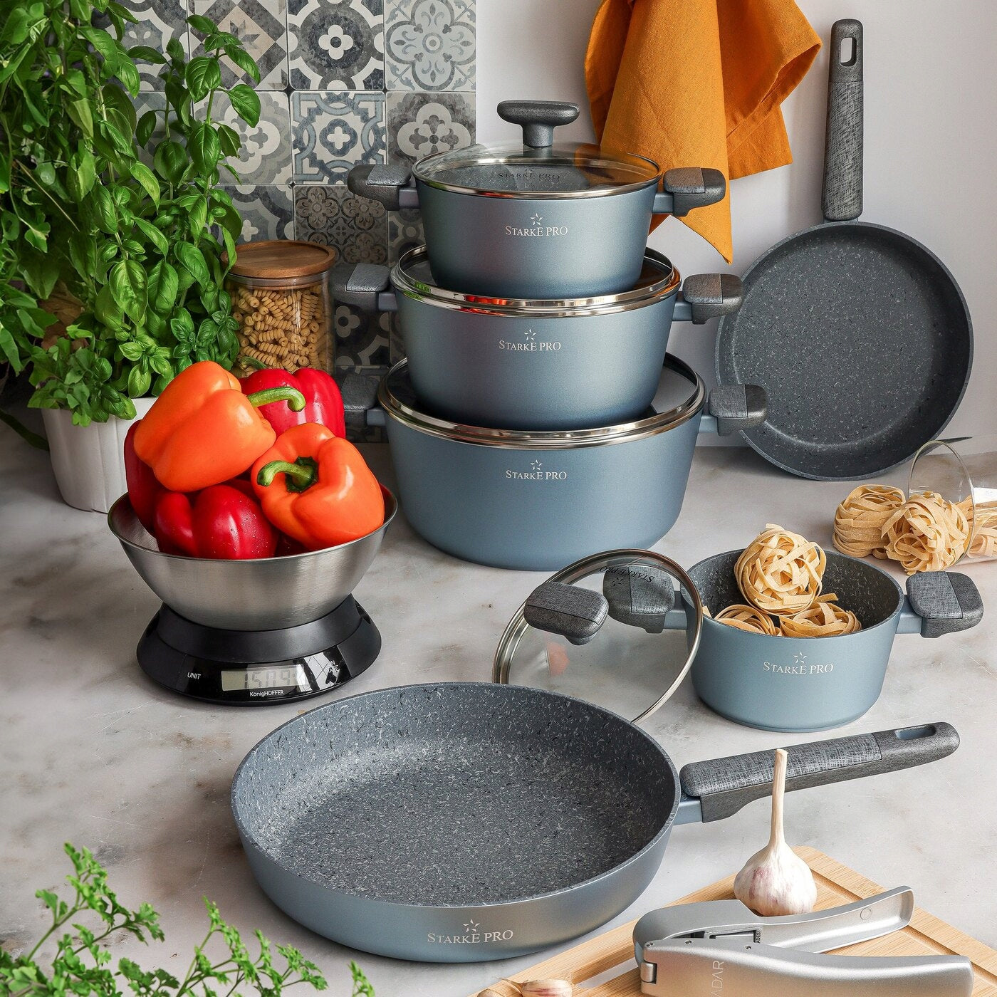 SET OF POTS INDUCTION with lids NON-STICK pan x2 Double Brand Starke Pro