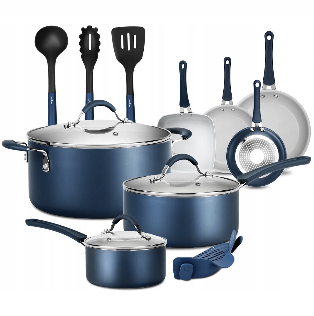 SET OF POTS PANS KITCHEN UTENSILS POTS INDUCTION GAS 14 ELEMENTS
