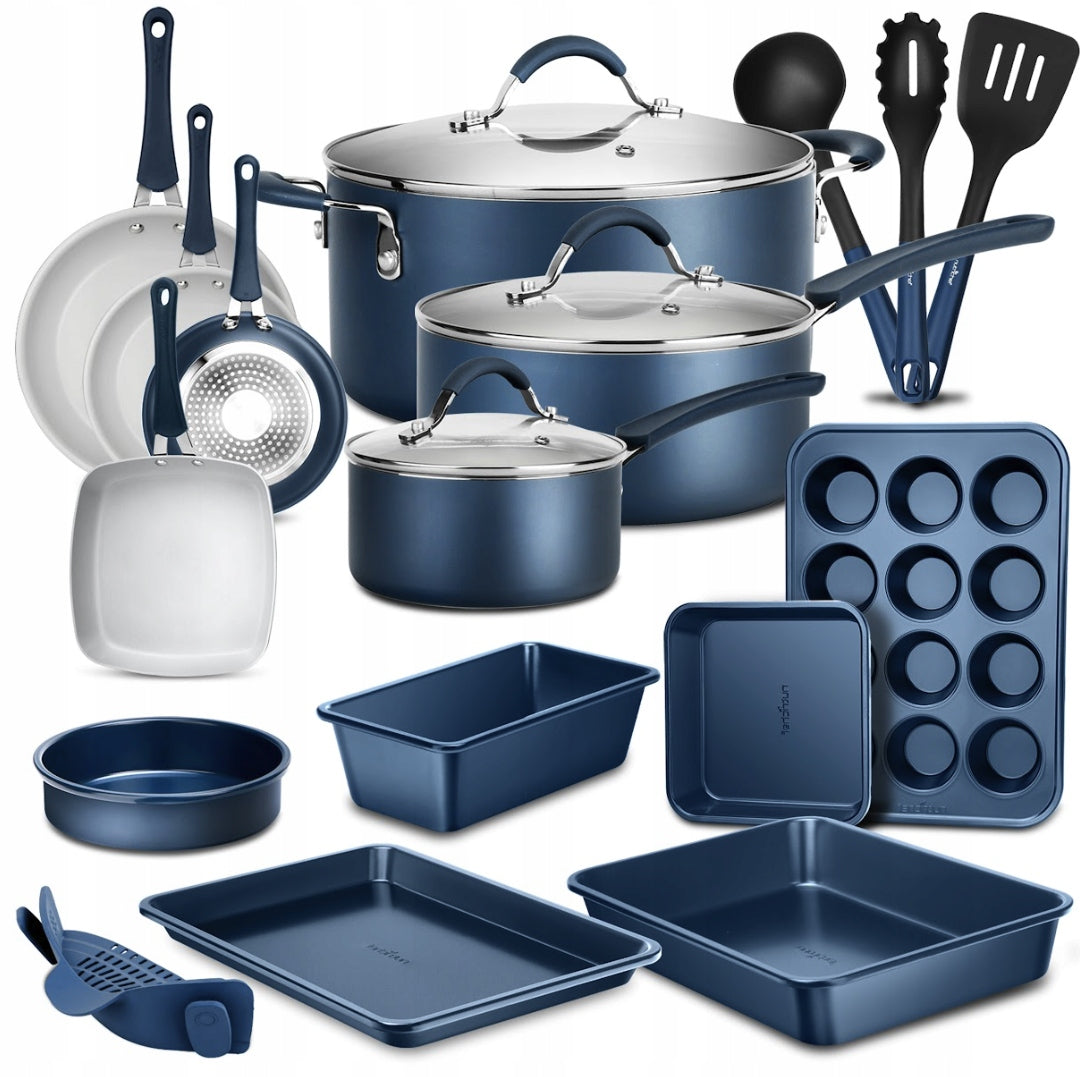 SET OF POTS PANS KITCHEN UTENSILS POTS INDUCTION GAS 20 ELEMENTS