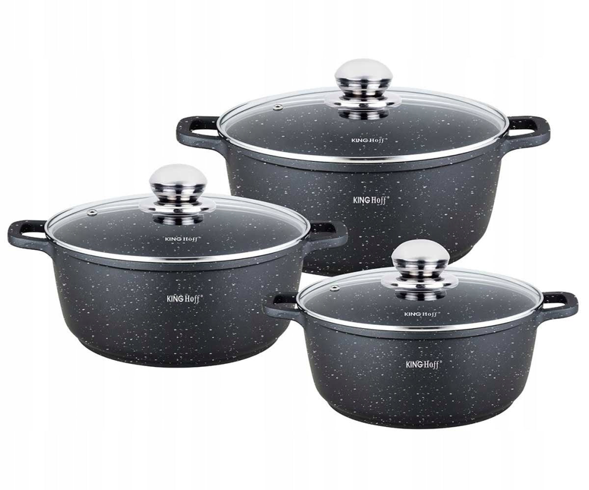 SET OF POTS SET OF CERAMIC MARBLED POTS 6 el. Induction Gas