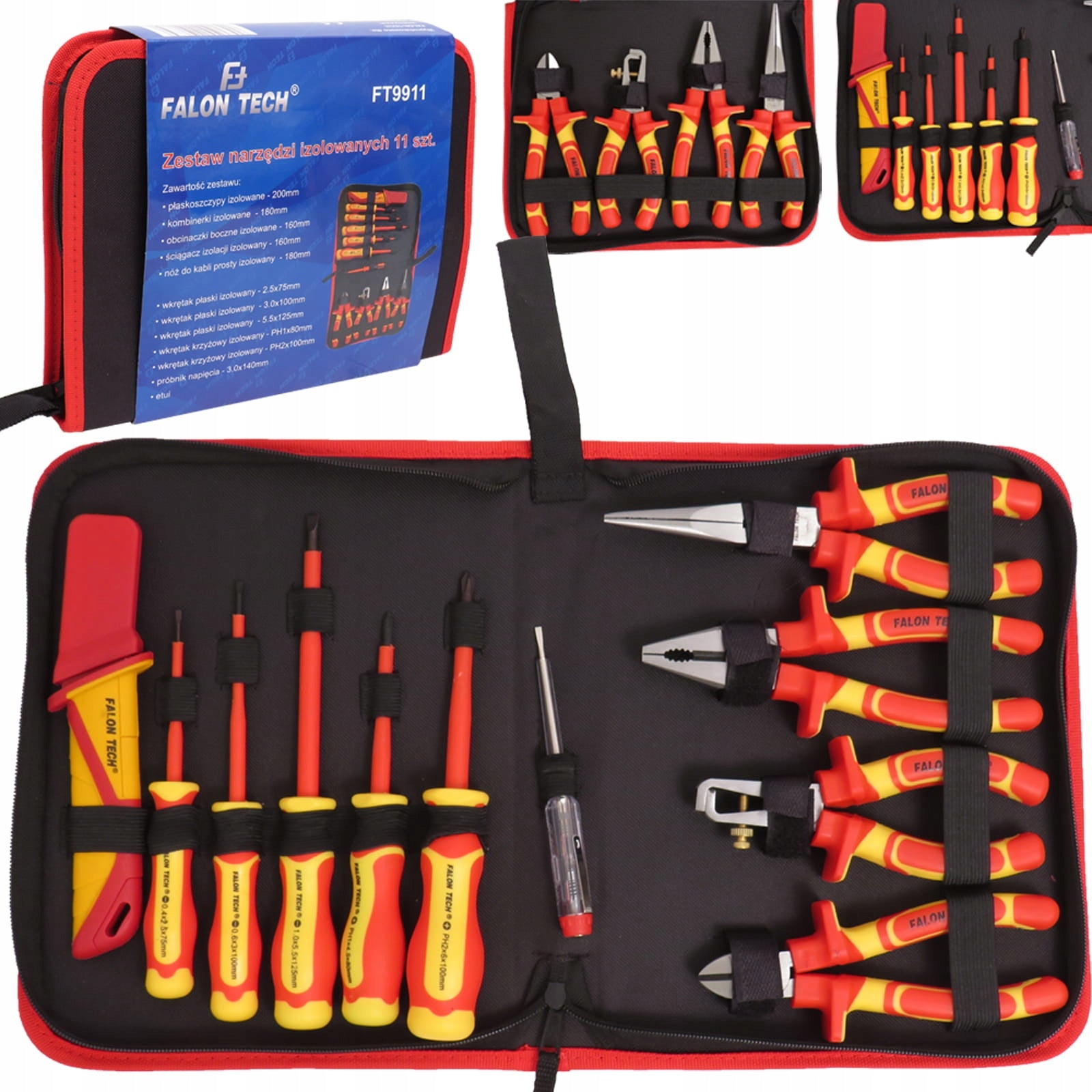 SET OF PROFESSIONAL INSULATED TOOLS FOR ELECTRICIAN 11 EL + ORGANIZER