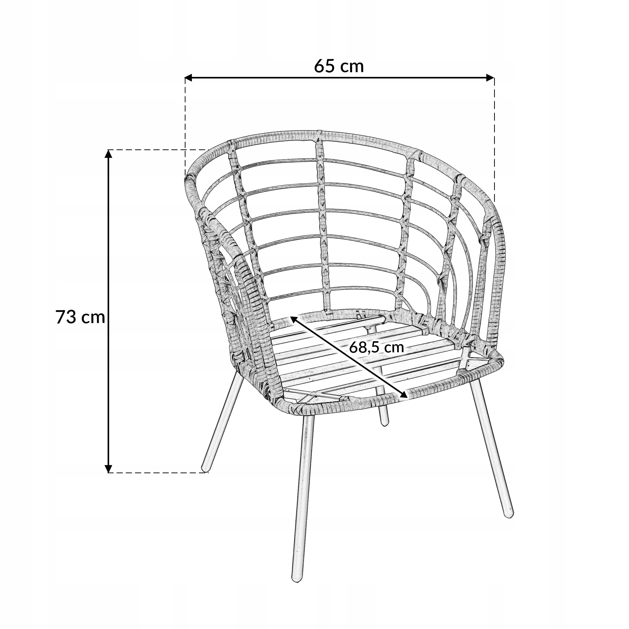 SET OF RATTAN GARDEN FURNITURE FOR BALCONY TERRACE VERONA PRO C.GRAY Main material synthetic rattan
