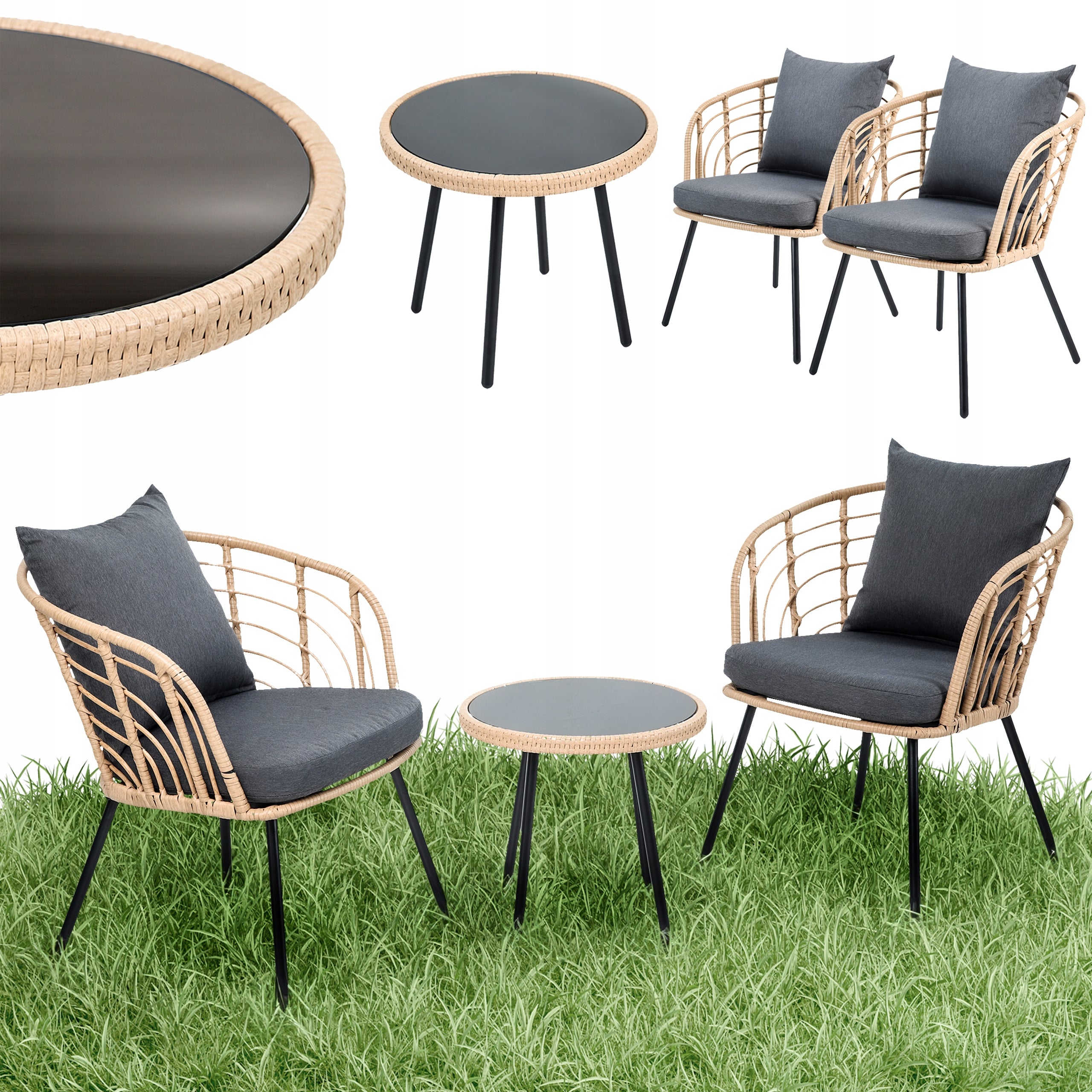 SET OF RATTAN GARDEN FURNITURE FOR BALCONY TERRACE VERONA PRO C.GRAY Packaging status original