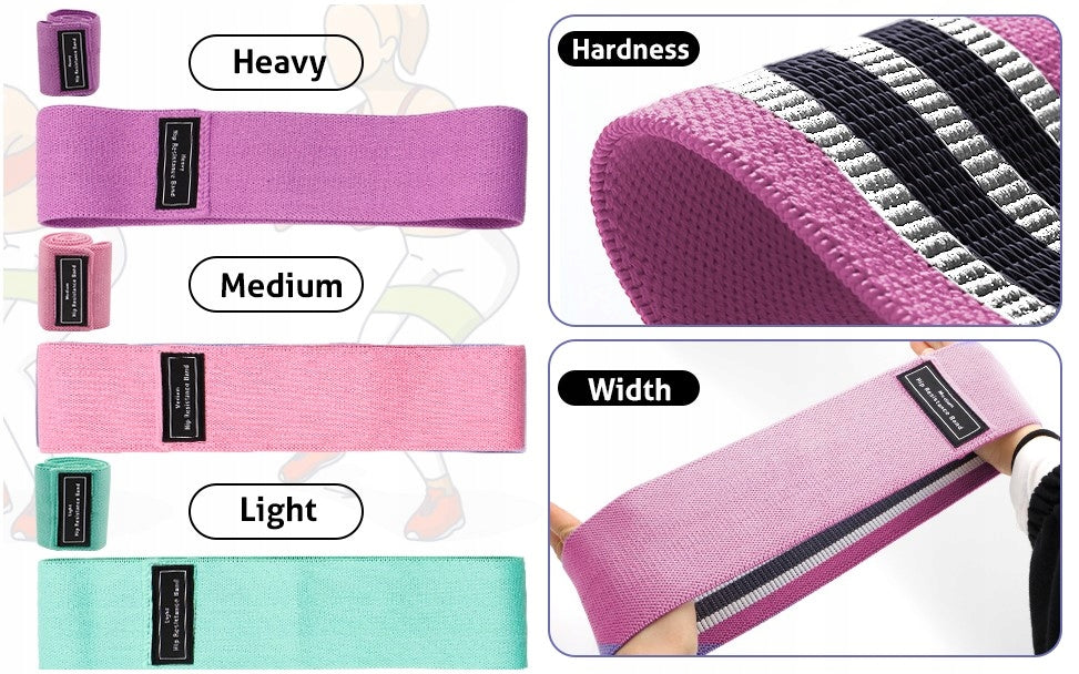 SET OF RESISTANCE BANDS FOR EXERCISE 3 LEVELS OF RESISTANCE HOME EXERCISES Color multicolor