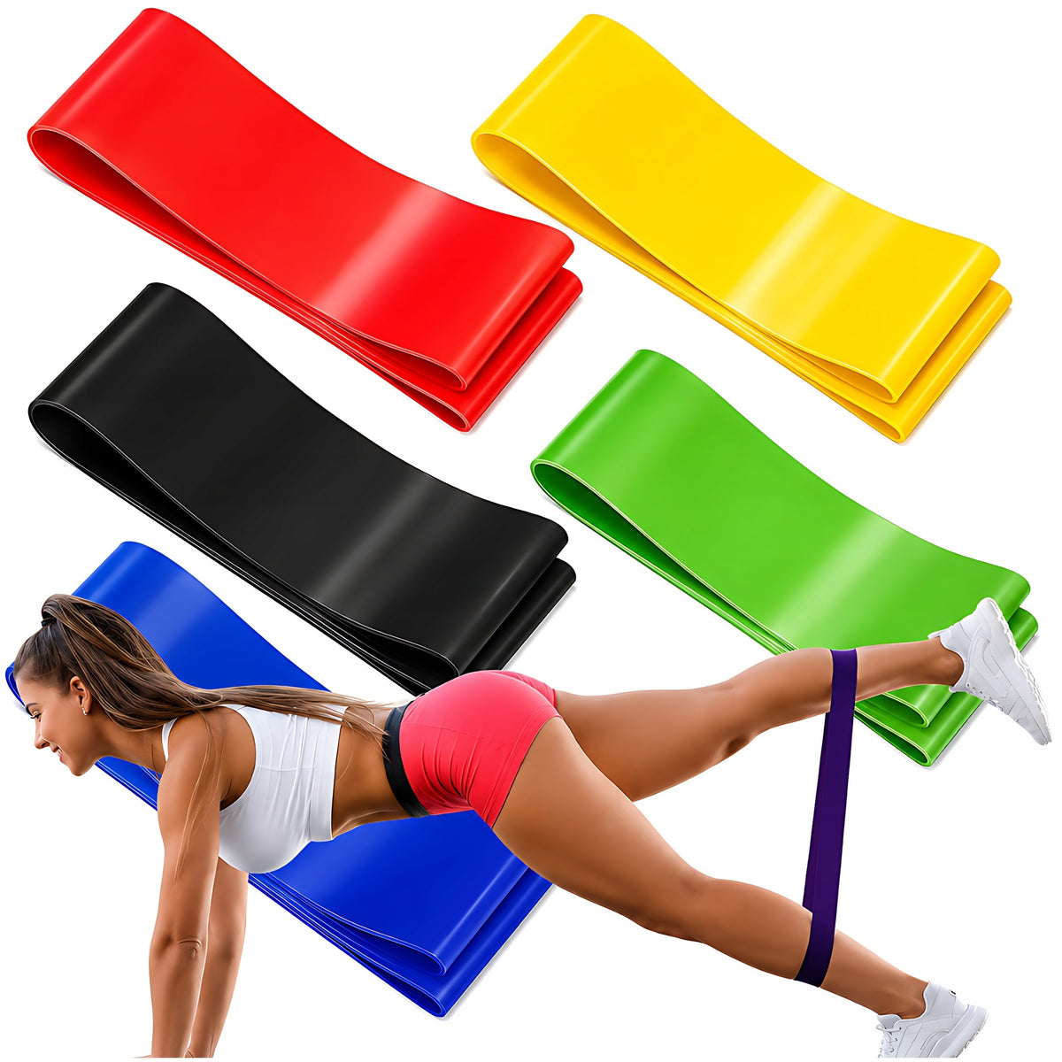 SET OF RESISTANCE RUBBERS RESISTANCE TAPES FOR FITNESS EXERCISE TRAINING 5PCS