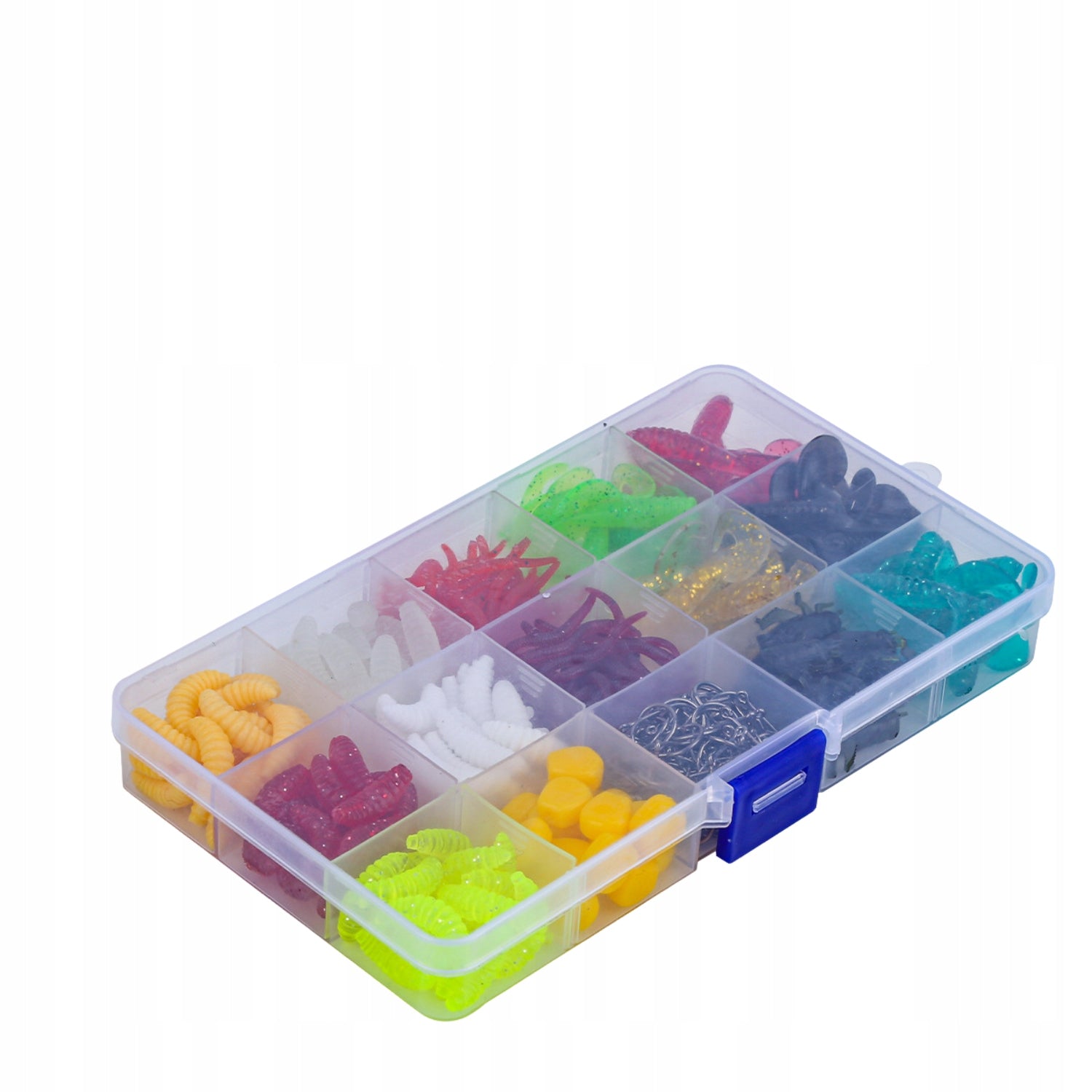 SET OF RUBBER LURES 330 ELEMENTS FISH HOOKS WORM COLOR BOX Manufacturer code HENGEL-RUBBER-BAITS