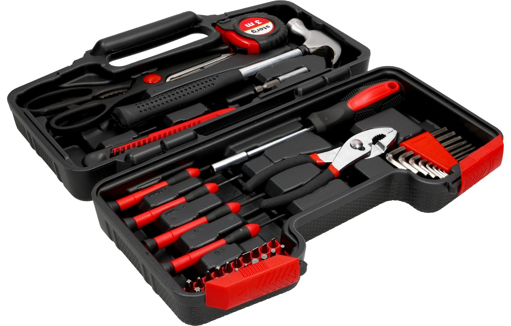 SET OF SCREWDRIVER WRENCHES TIP BITS HAMMER PLIERS IN SUITCASE 39c Product weight with unit packaging 2.15 kg